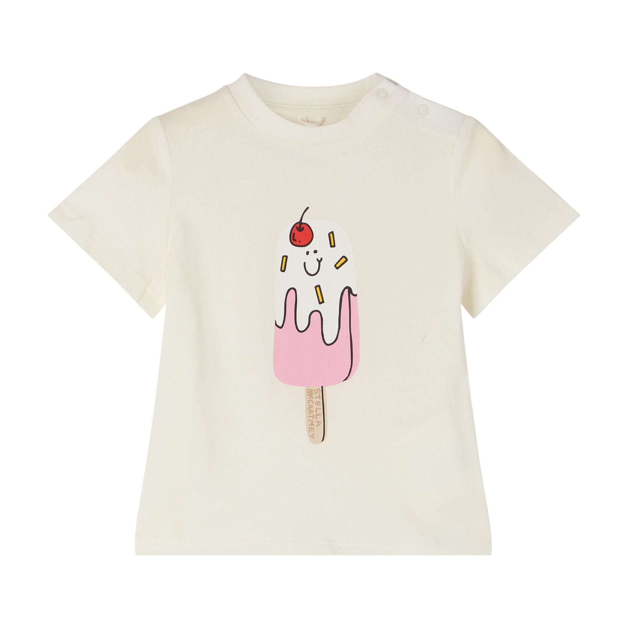 Baby Boys & Girls White Ice Cream Cotton T-Shirt