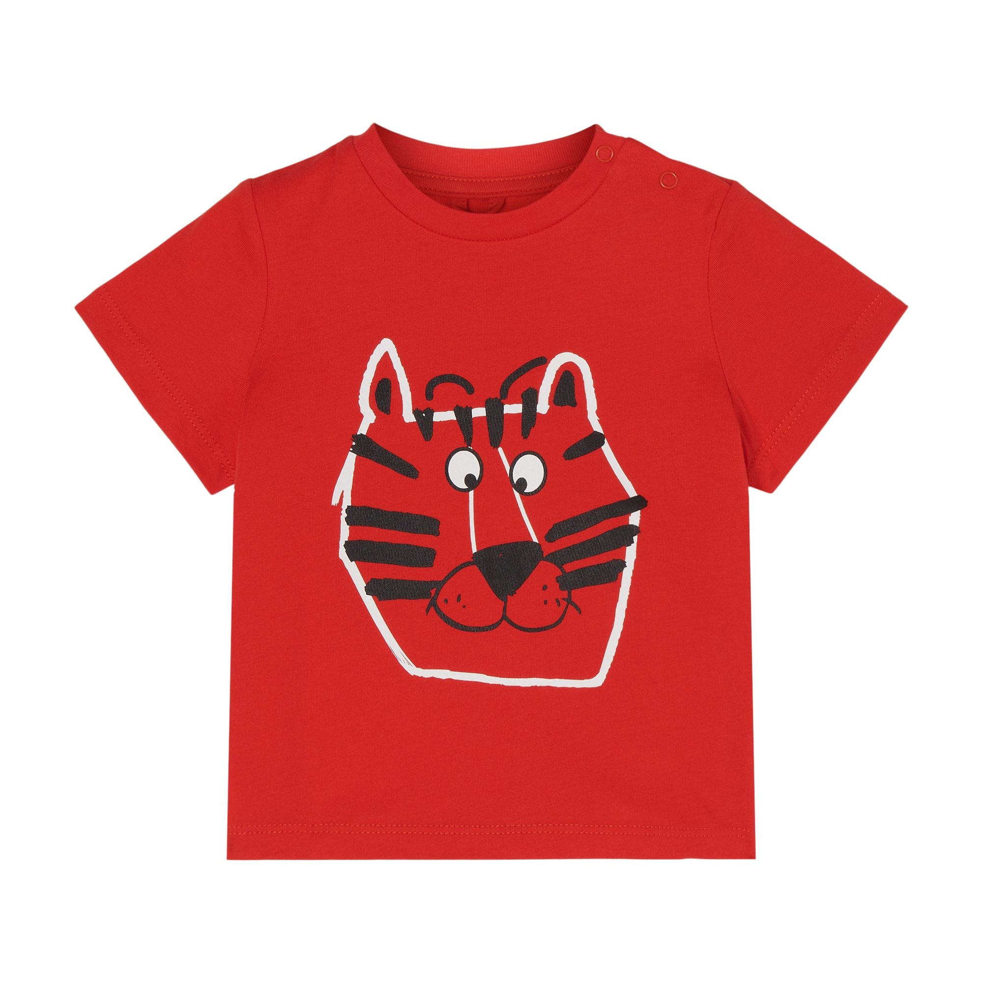 Baby Boys & Girls Red Tiger Cotton T-Shirt