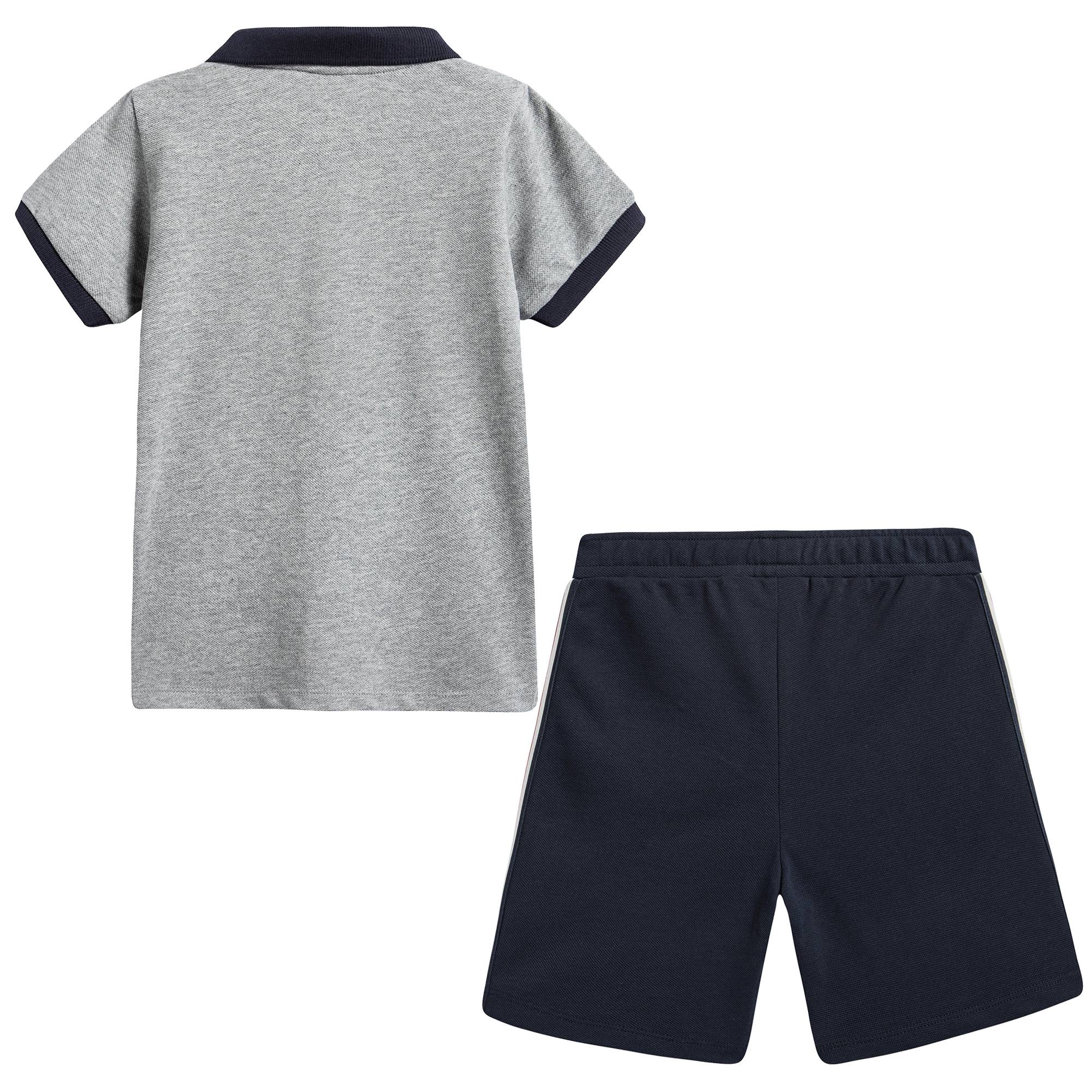 Boys Grey Cotton Polo Outfit