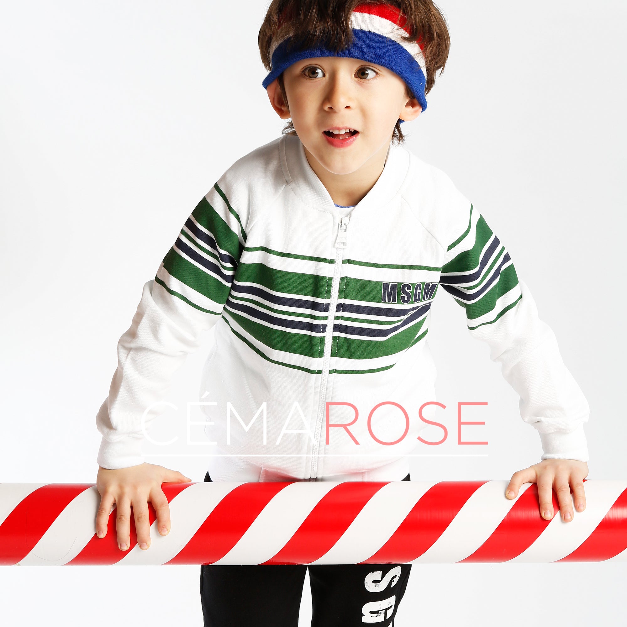 Boys White Cotton Flceece Bomber