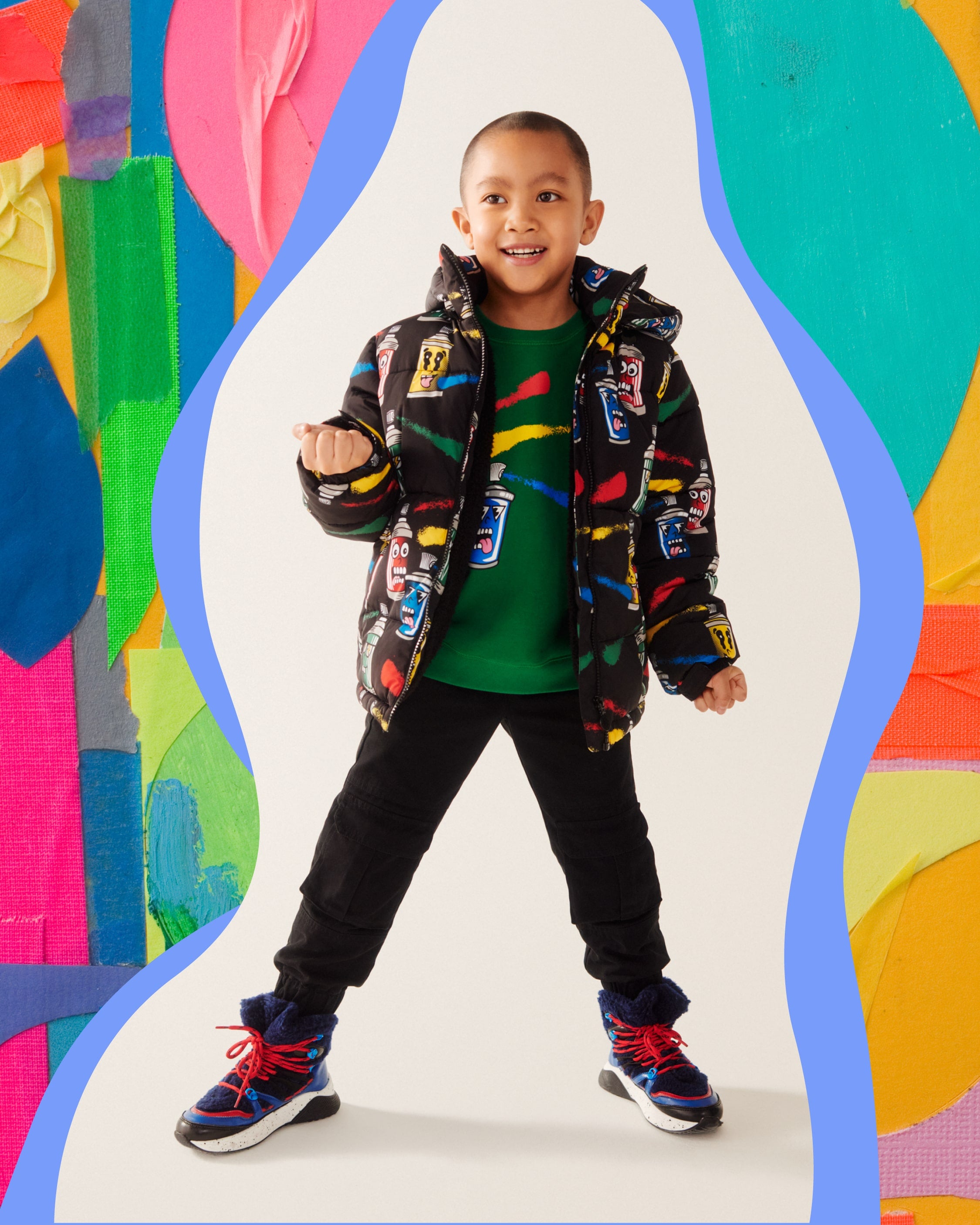 Boys Black Printing Jacket