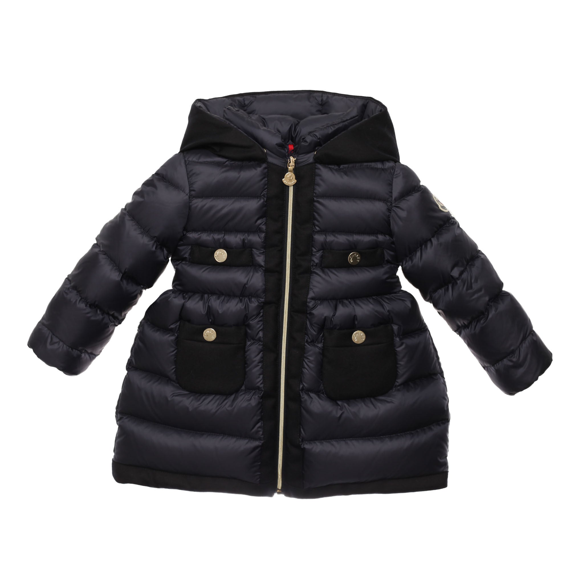 Baby Girls Navy Blue Patch Pocket Padded Down 'Ramla'Jacket - CÉMAROSE | Children's Fashion Store - 1