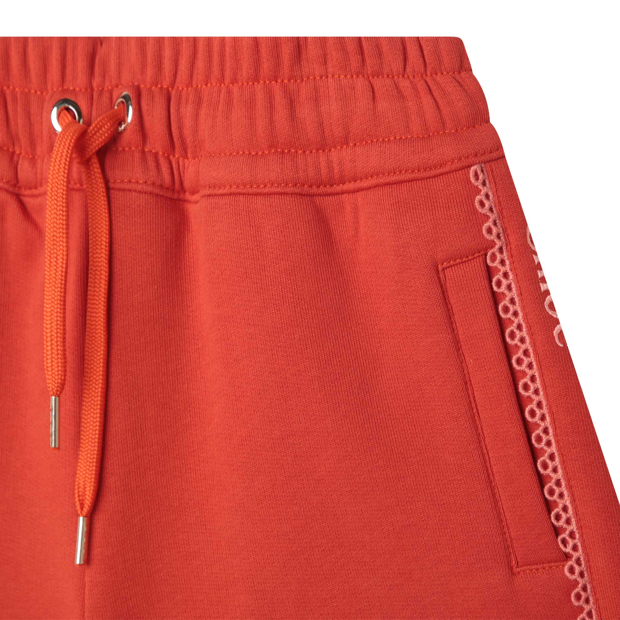 Girls Red Logo Cotton Shorts