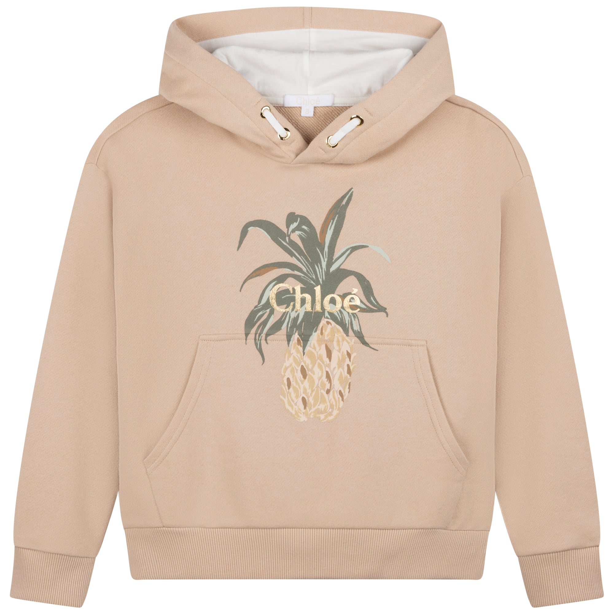 Boys & Girls Beige Logo Hooded Sweatshirt