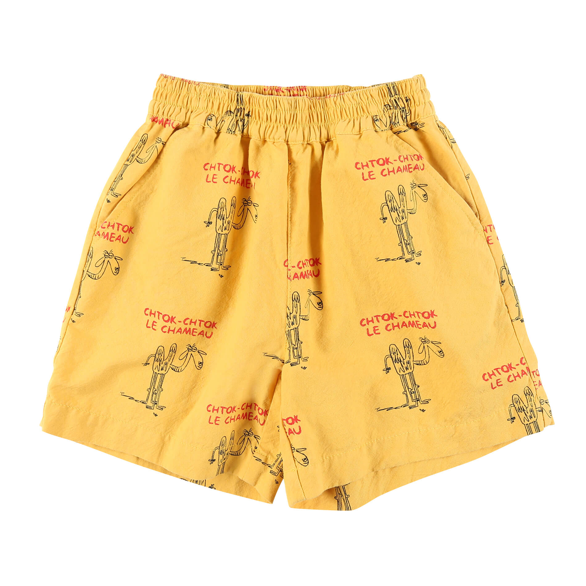 Boys & Girls Yellow Painting Cotton Shorts