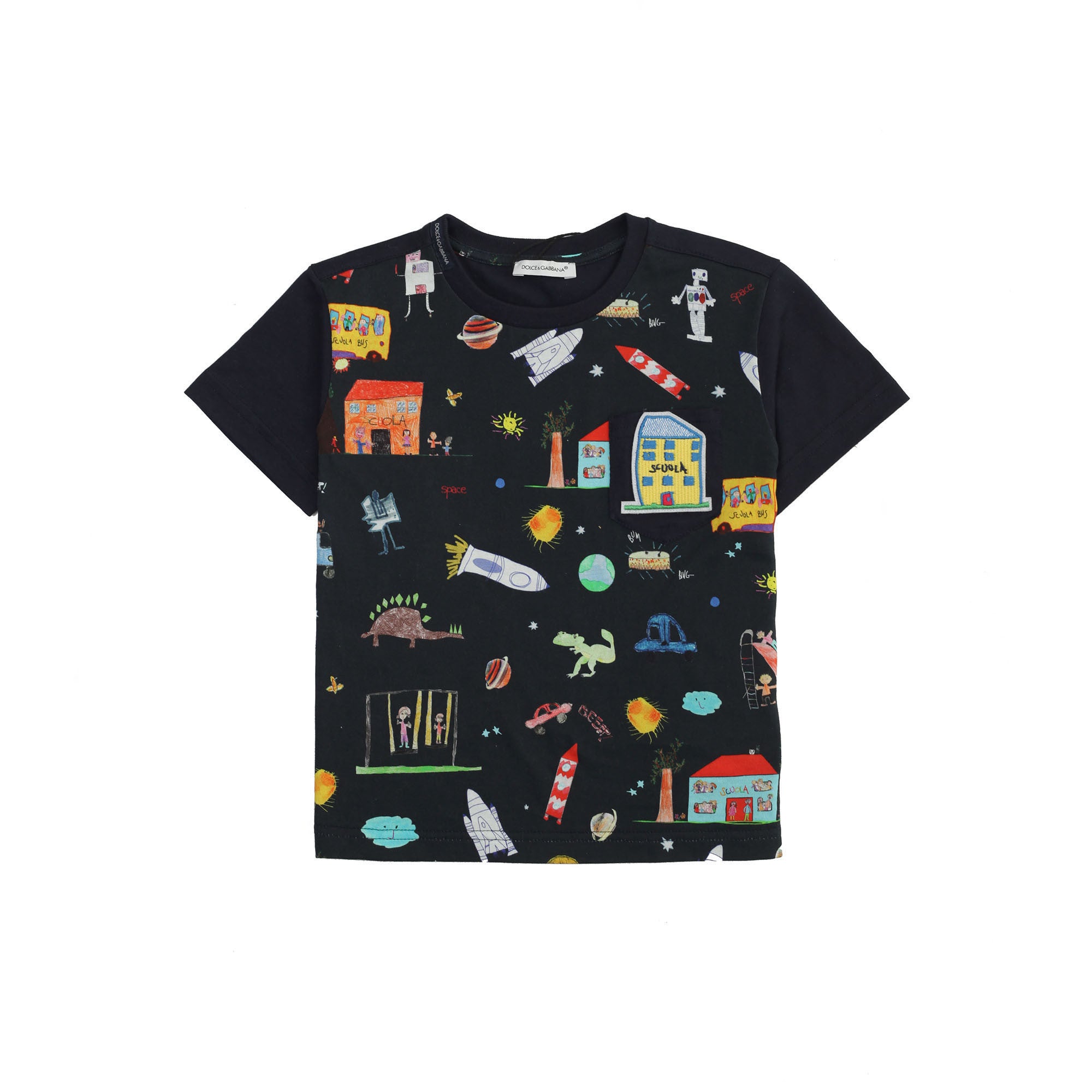 Boys Navy Blue Cotton Fancy Printed T-Shirt - CÉMAROSE | Children's Fashion Store - 1