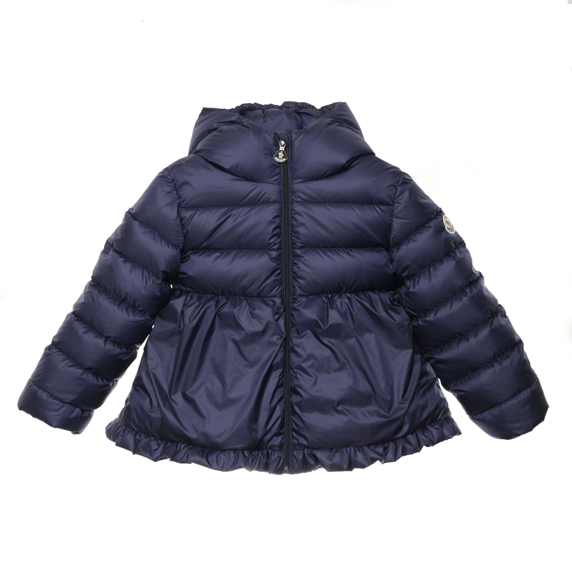 Baby Girls Navy Blue Ruffled Hems Padded Down 'Odile' Coat - CÉMAROSE | Children's Fashion Store - 1