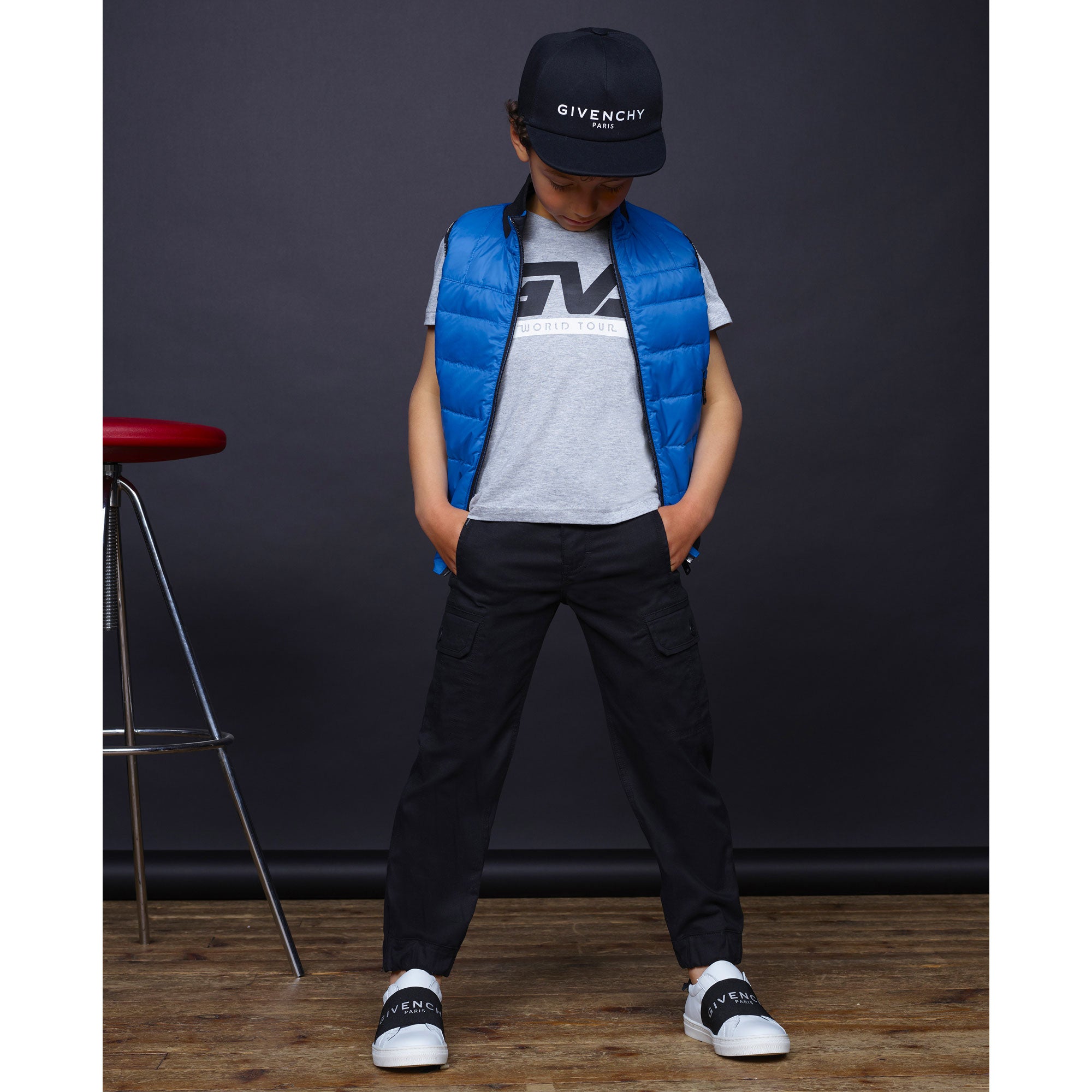 Boys Black Logo Cotton Hat