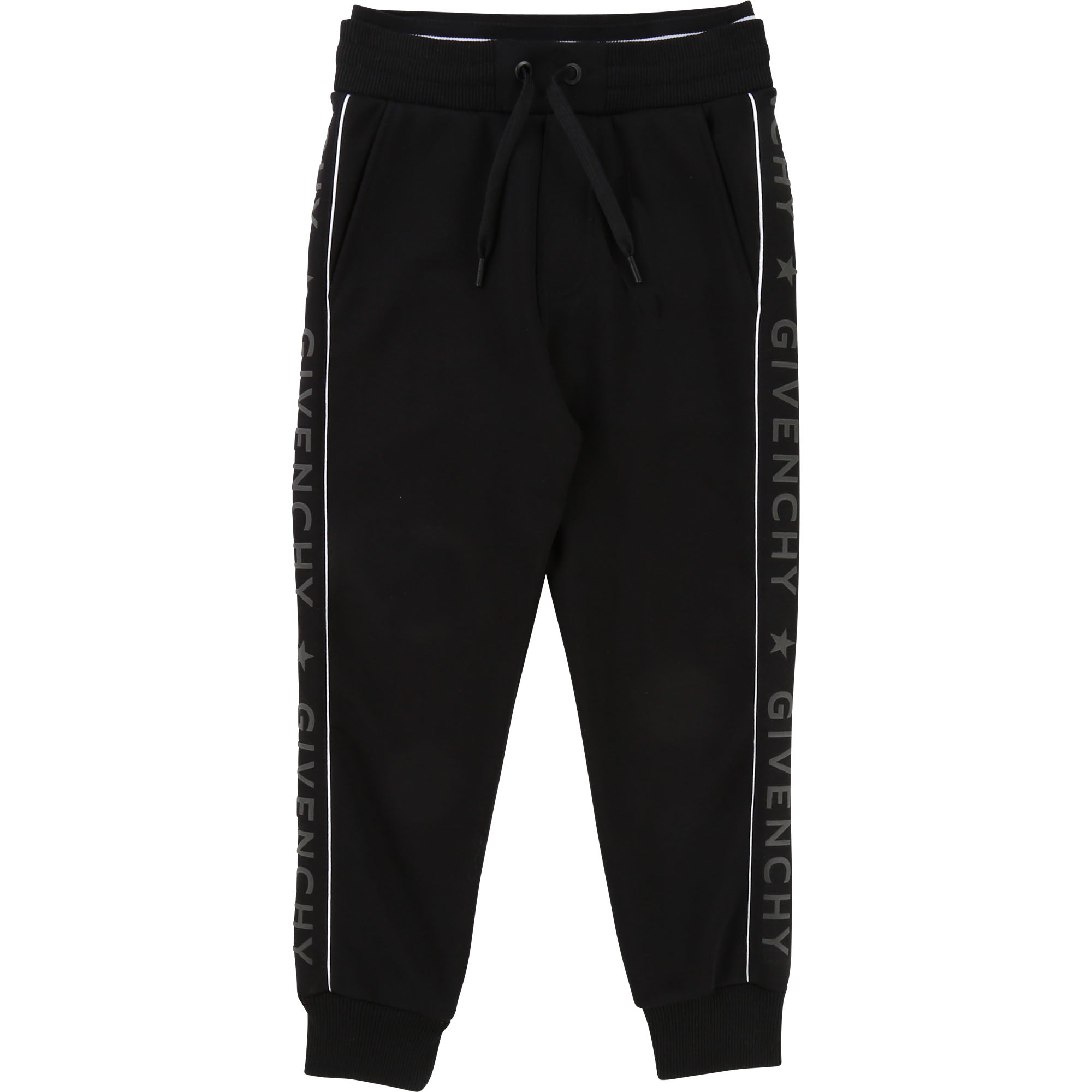 Boys Black Logo Cotton Trousers