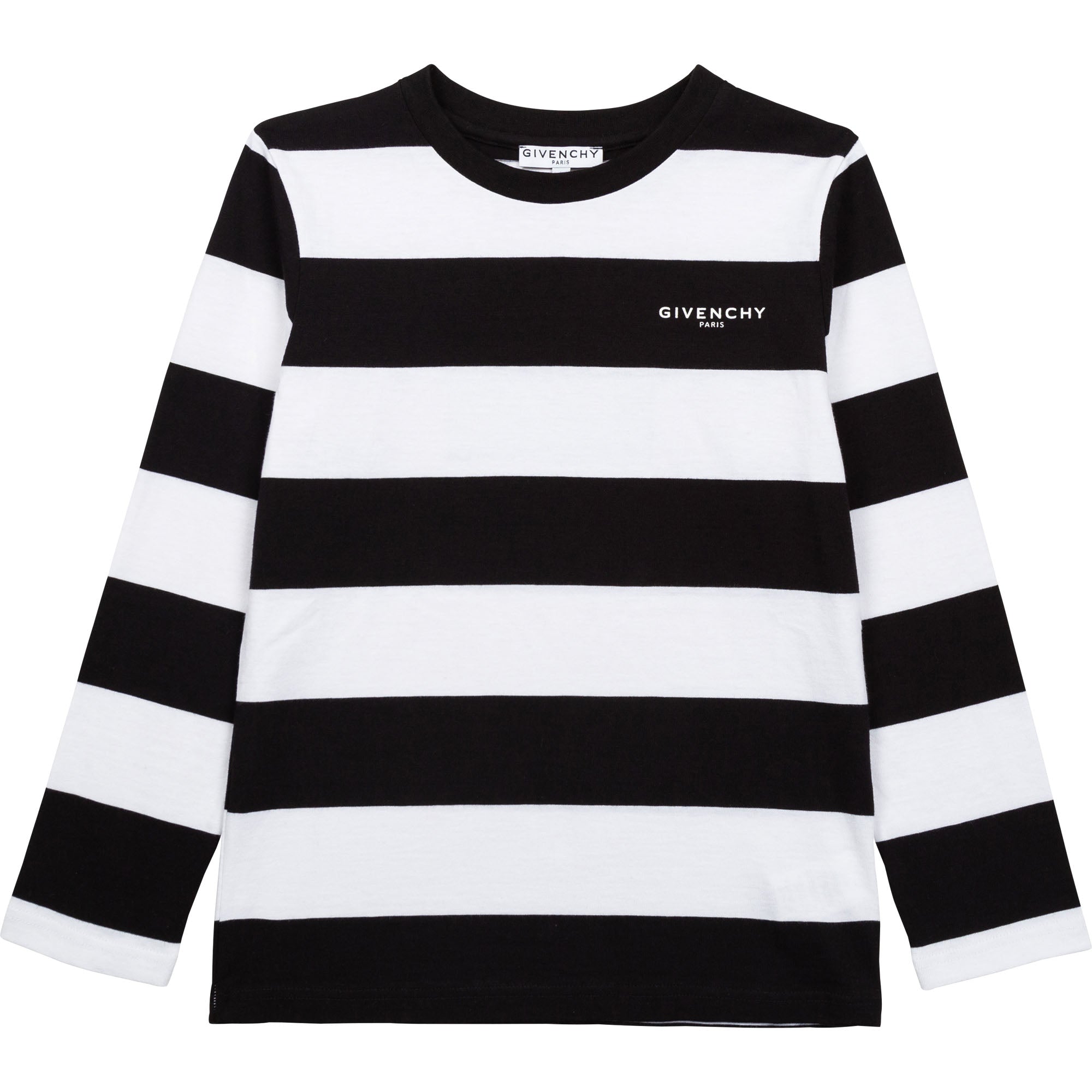 Boys Black Stripes Logo Cotton T-Shirt