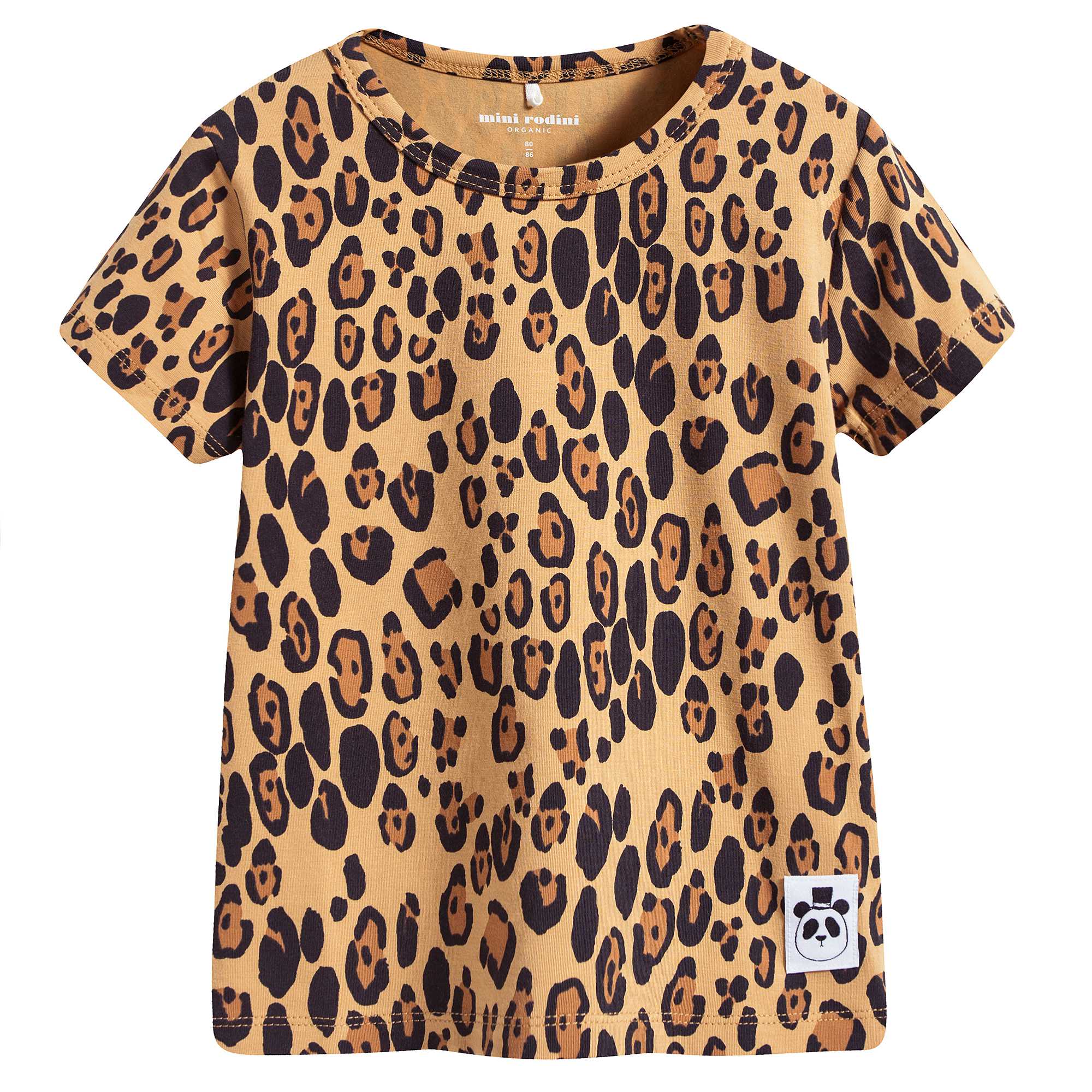 Boys & Girls Beige Basic Leopard T-shirt With Short Sleeves