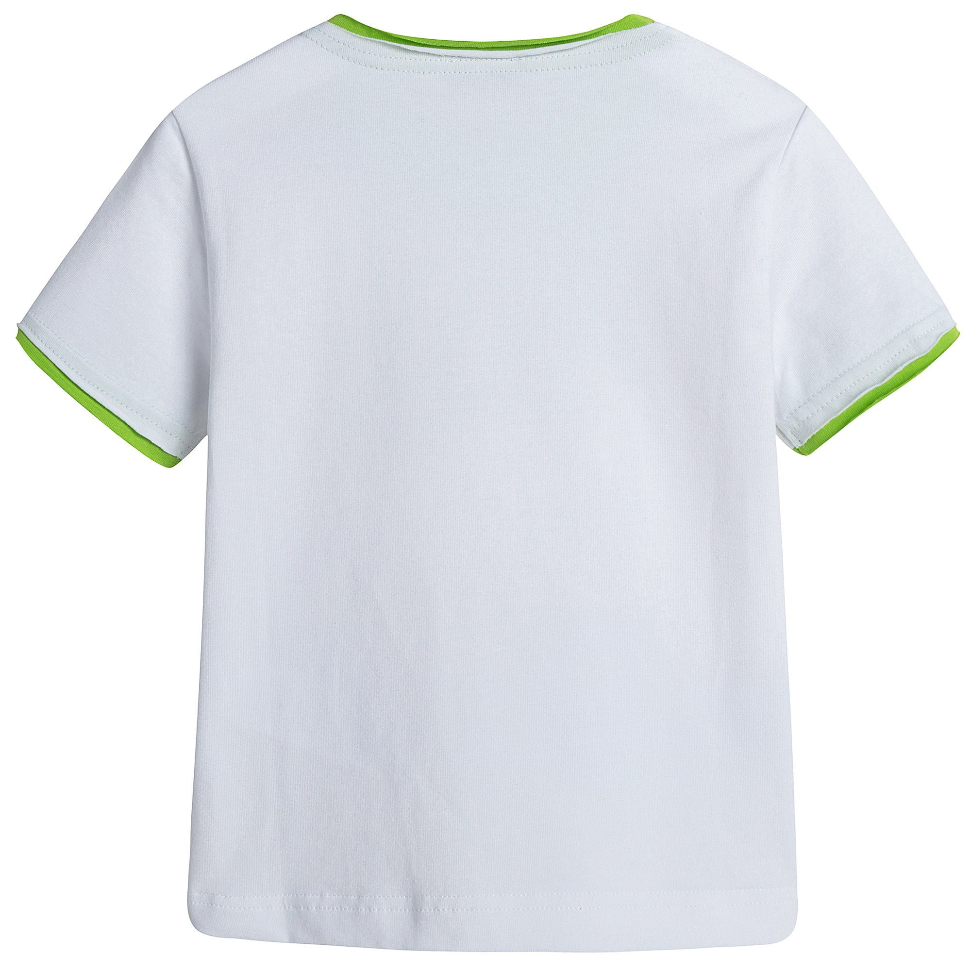 Baby Boys White Cotton Jersey T-Shirt With Green aircraf Pattern - CÉMAROSE | Children's Fashion Store - 2