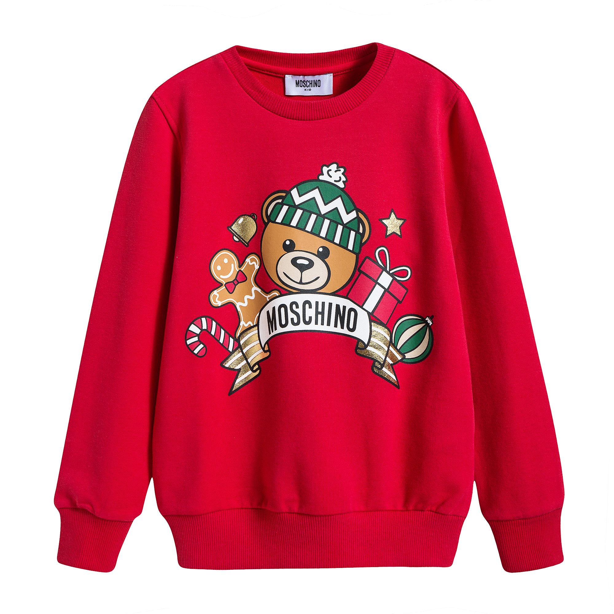 Boys & Girls Red Teddy Printed Sweatshirt