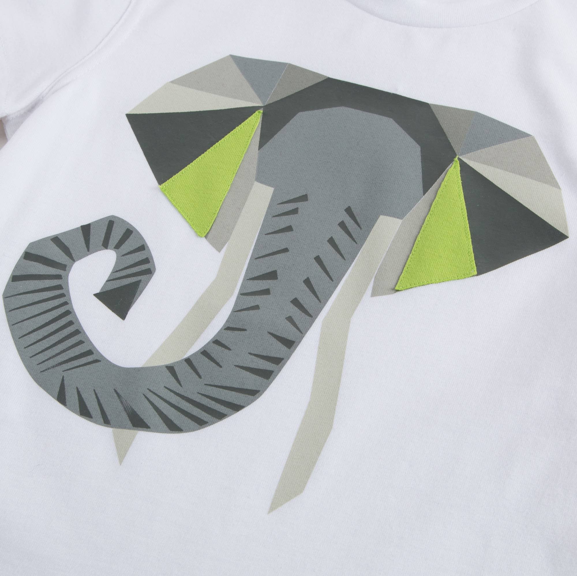 Boys White Elephant Printed T-shirt