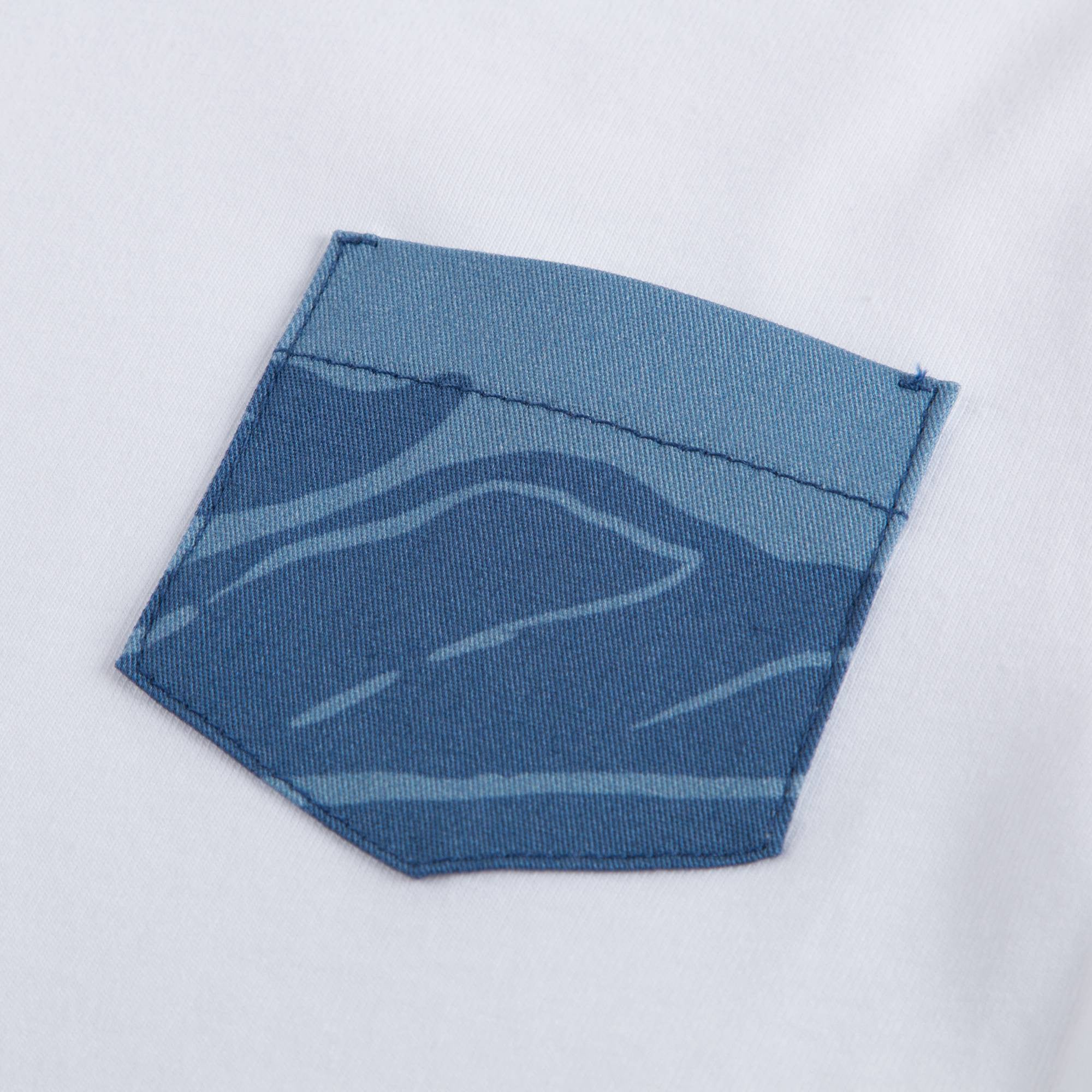 Boys White T-shirt with Contrasting Blue Pocket