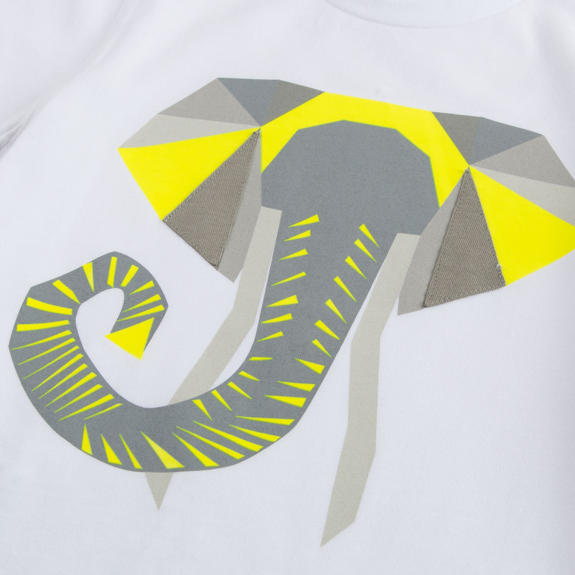 Boys White Elephant Printed T-shirt