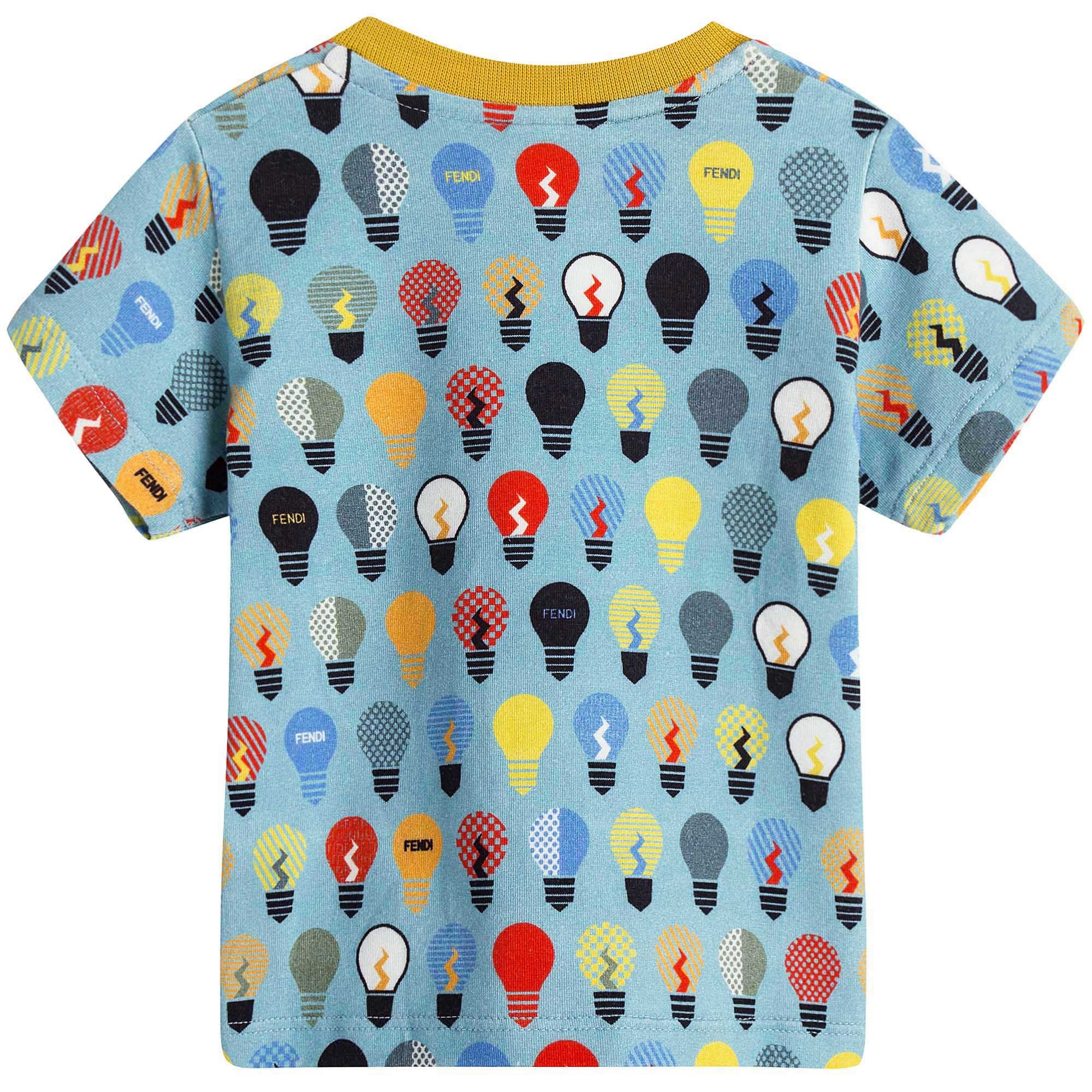 Baby Boys Blue T-Shirt With Multicolor Lightbulb Print - CÉMAROSE | Children's Fashion Store - 2