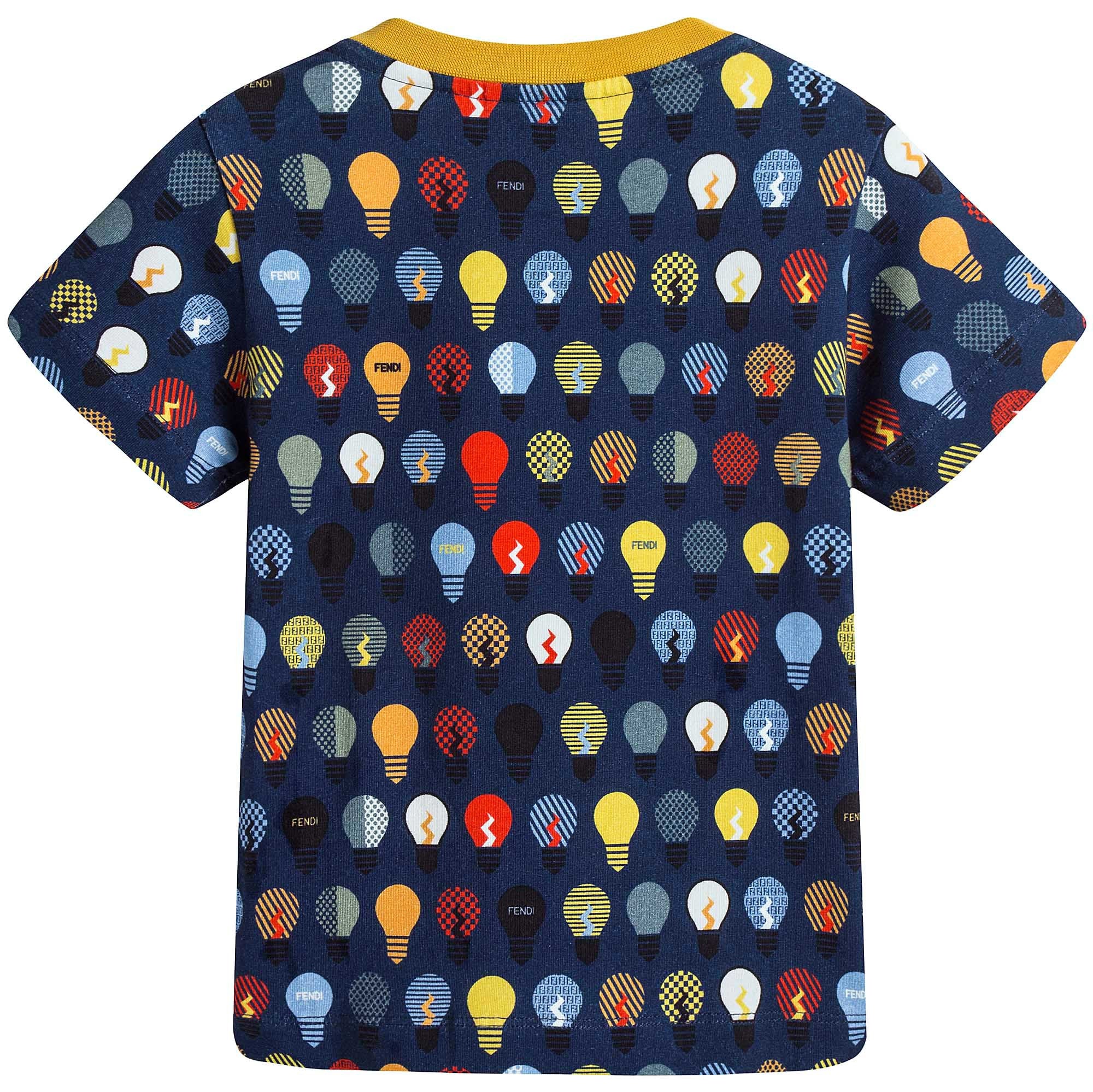 Boys Navy Blue T-Shirt With Multicolor Lightbulb Print - CÉMAROSE | Children's Fashion Store - 2