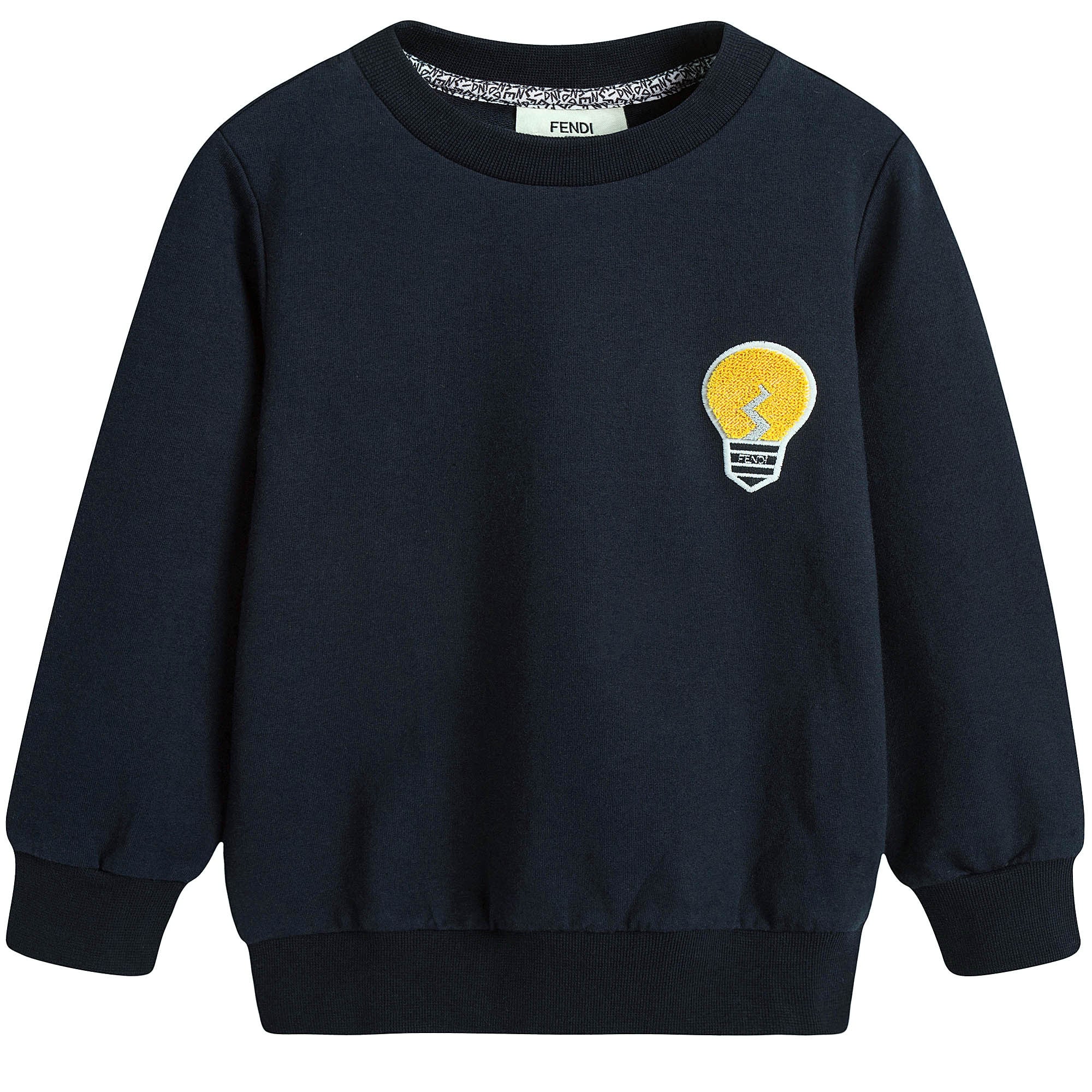 Boys Navy Blue Embroidered Lightbulb Sweatshirt - CÉMAROSE | Children's Fashion Store - 1