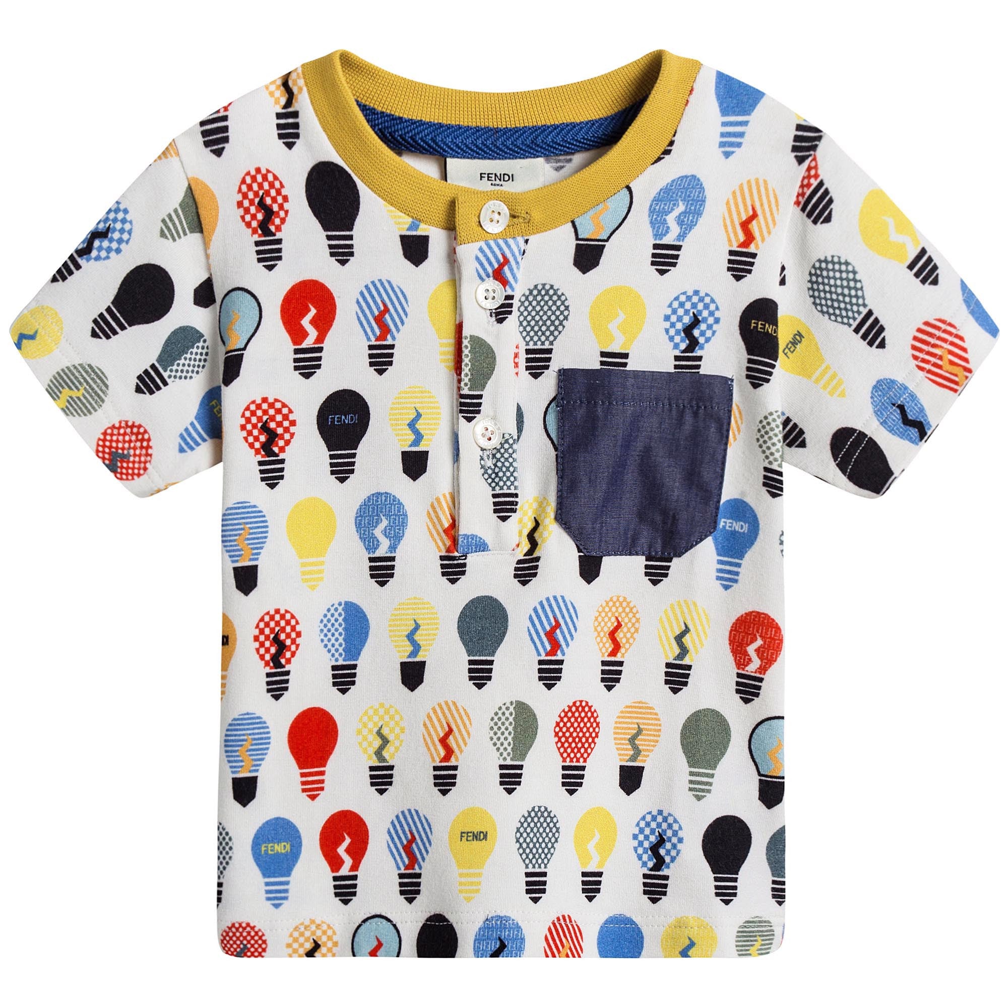 Baby Boys White T-Shirt With Multicolor Lightbulb Print - CÉMAROSE | Children's Fashion Store - 1