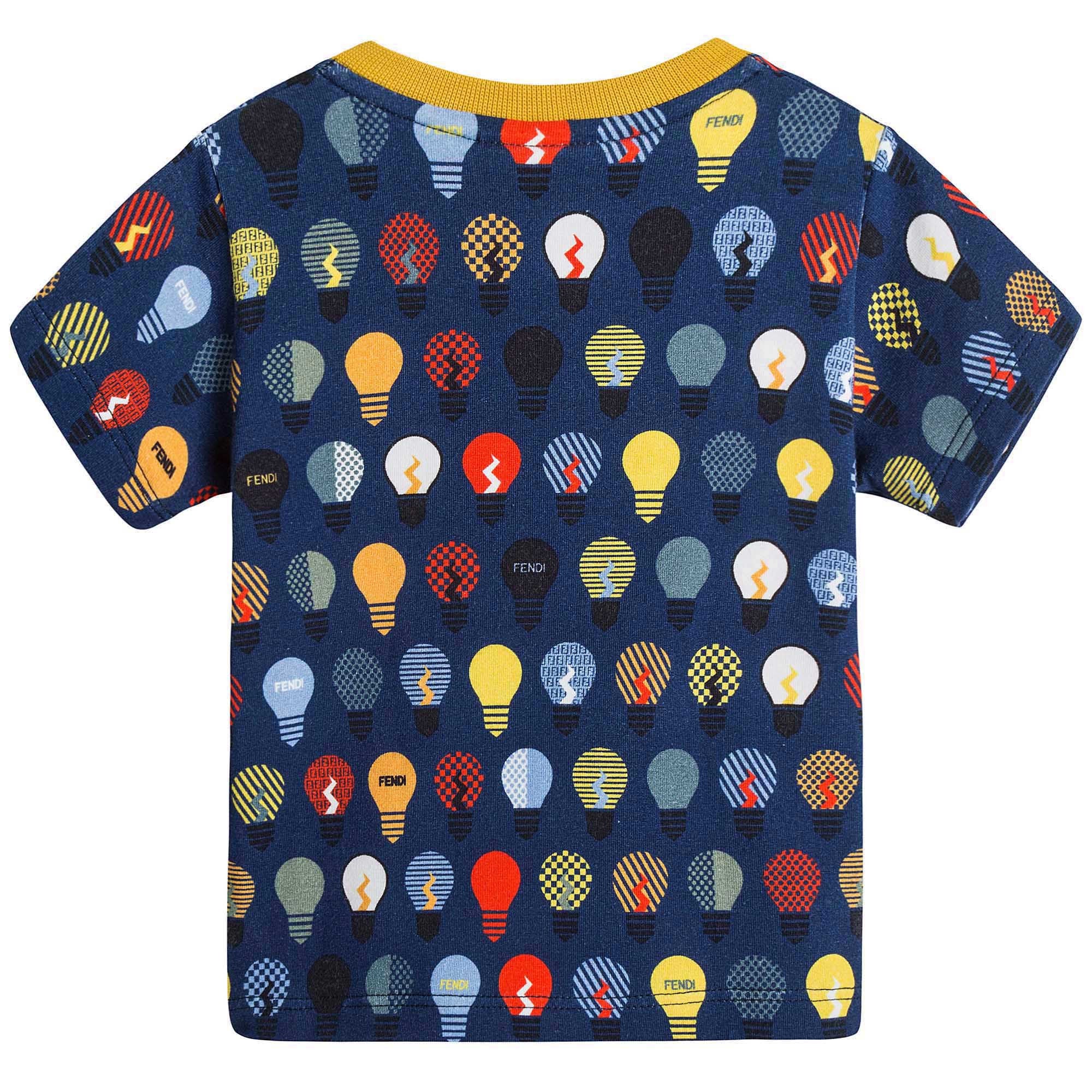 Baby Boys Navy Blue T-Shirt With Multicolor Lightbulb Print - CÉMAROSE | Children's Fashion Store - 2