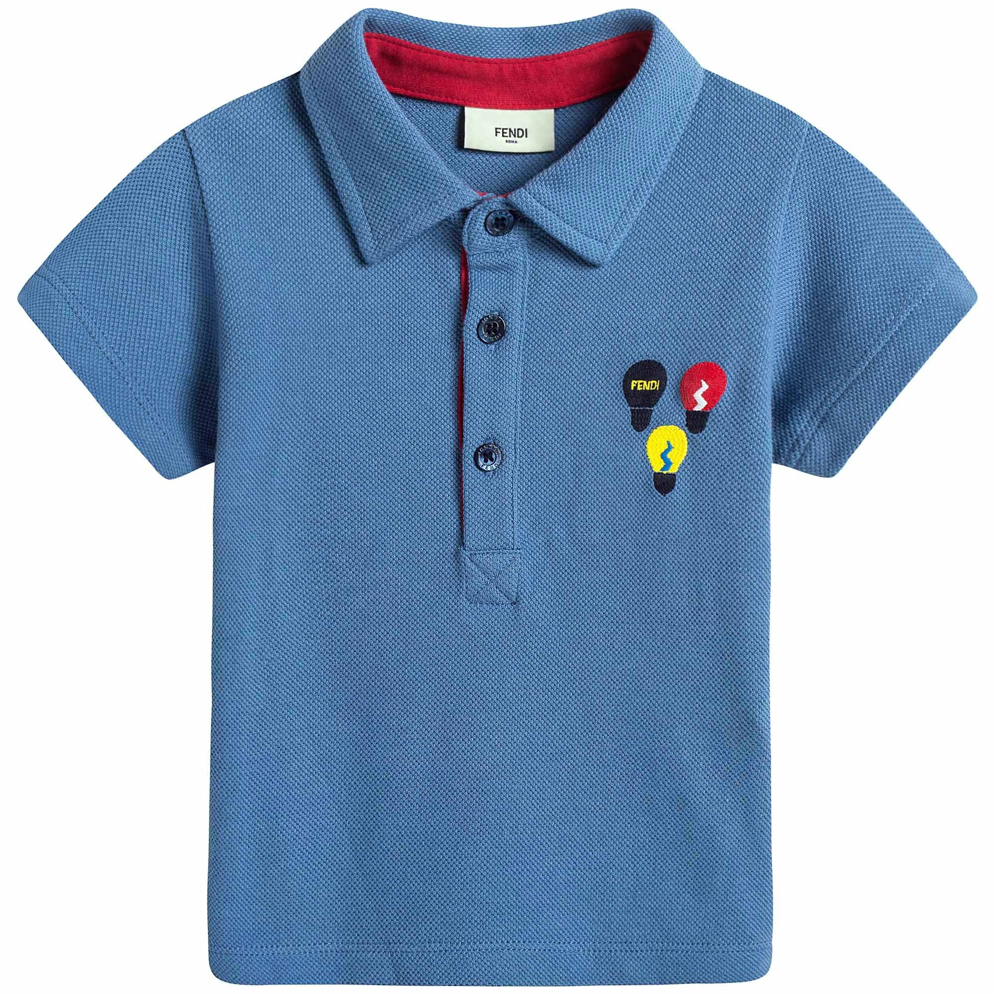 Baby Boys Blue Embroidered Lightbulb Polo Shirt - CÉMAROSE | Children's Fashion Store - 1