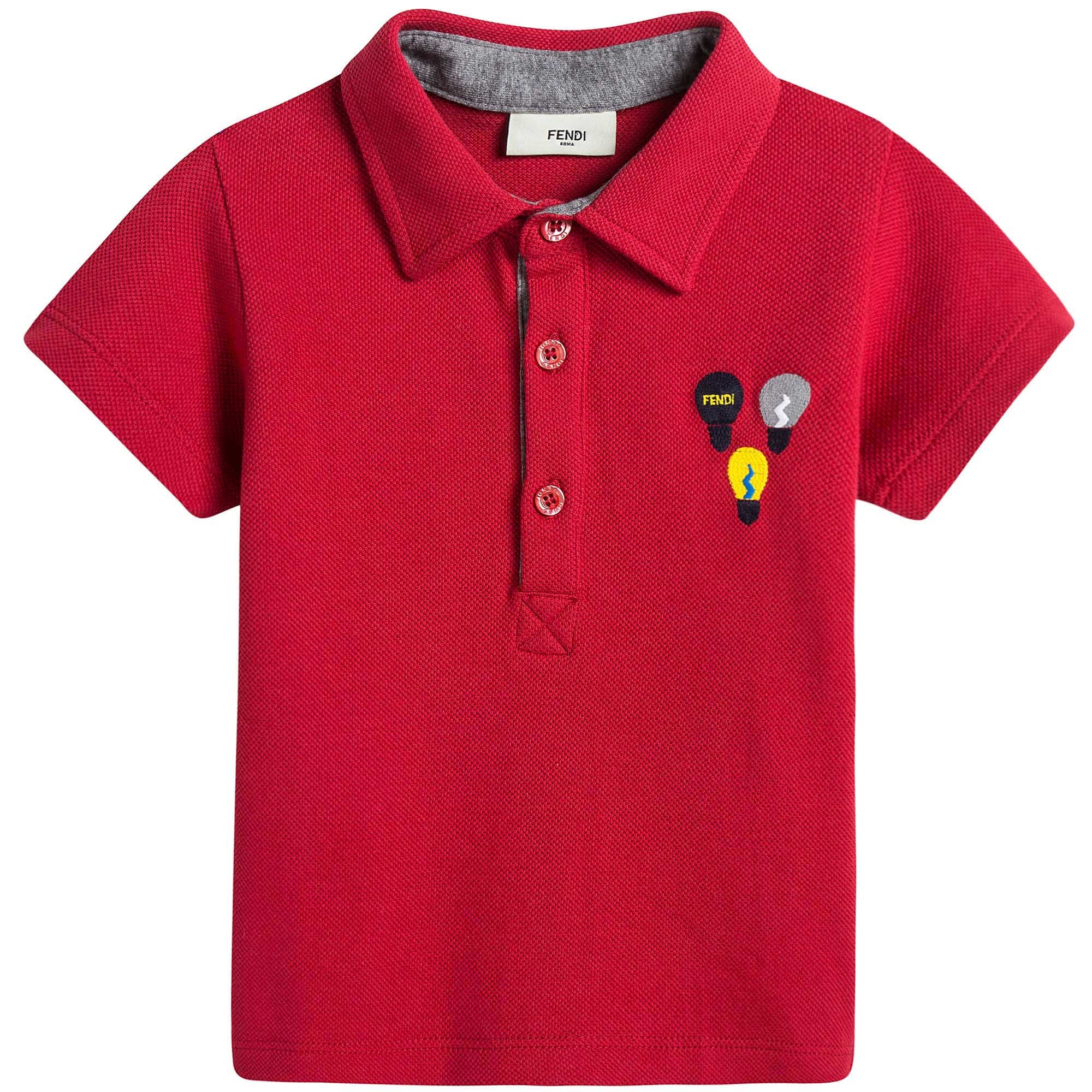 Baby Boys Red Embroidered Lightbulb Polo Shirt - CÉMAROSE | Children's Fashion Store - 1