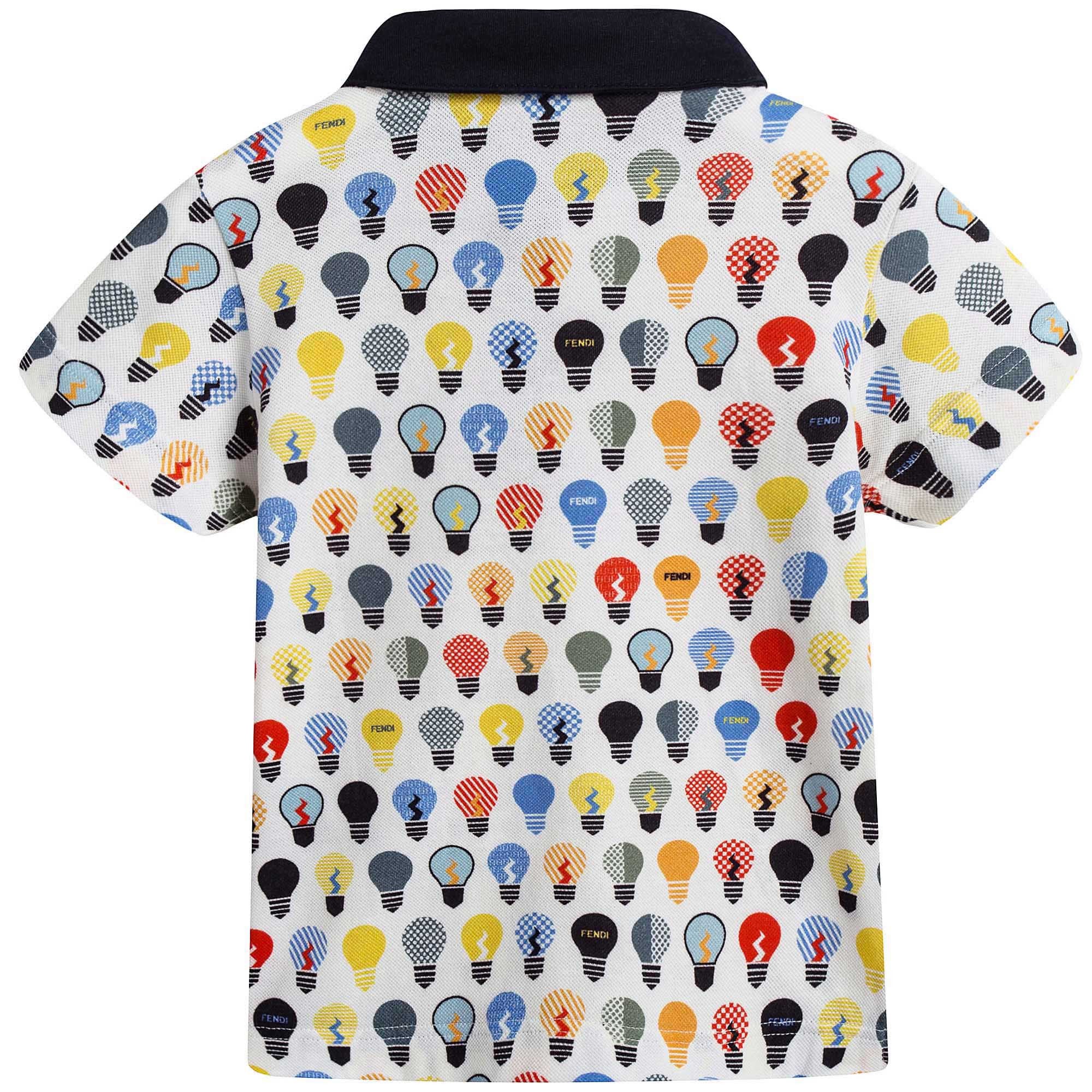 Boys Blue Polo Shirt With Multicolor Lightbulb Print - CÉMAROSE | Children's Fashion Store - 2