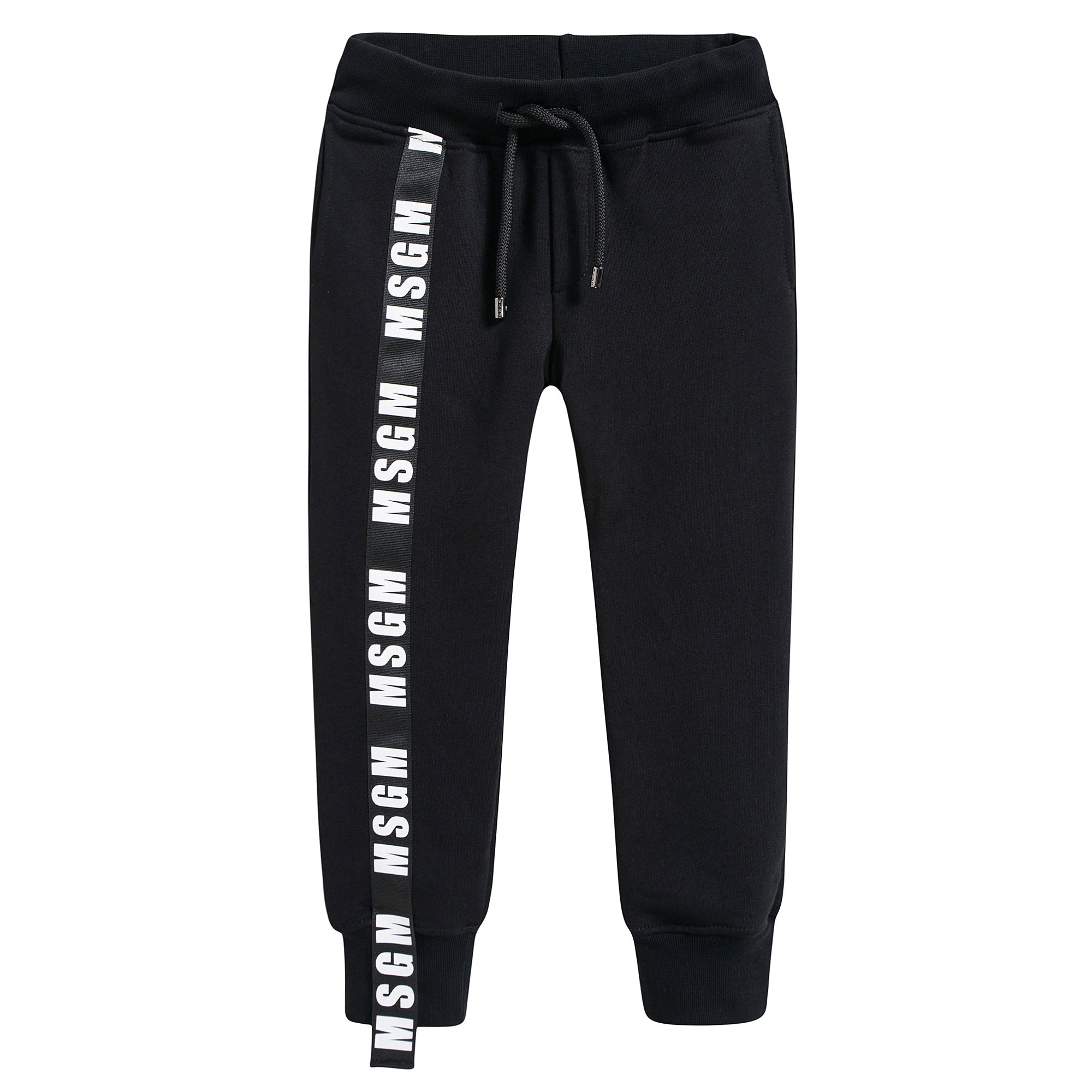 Boys & Girls Black Trousers With Logo Strip