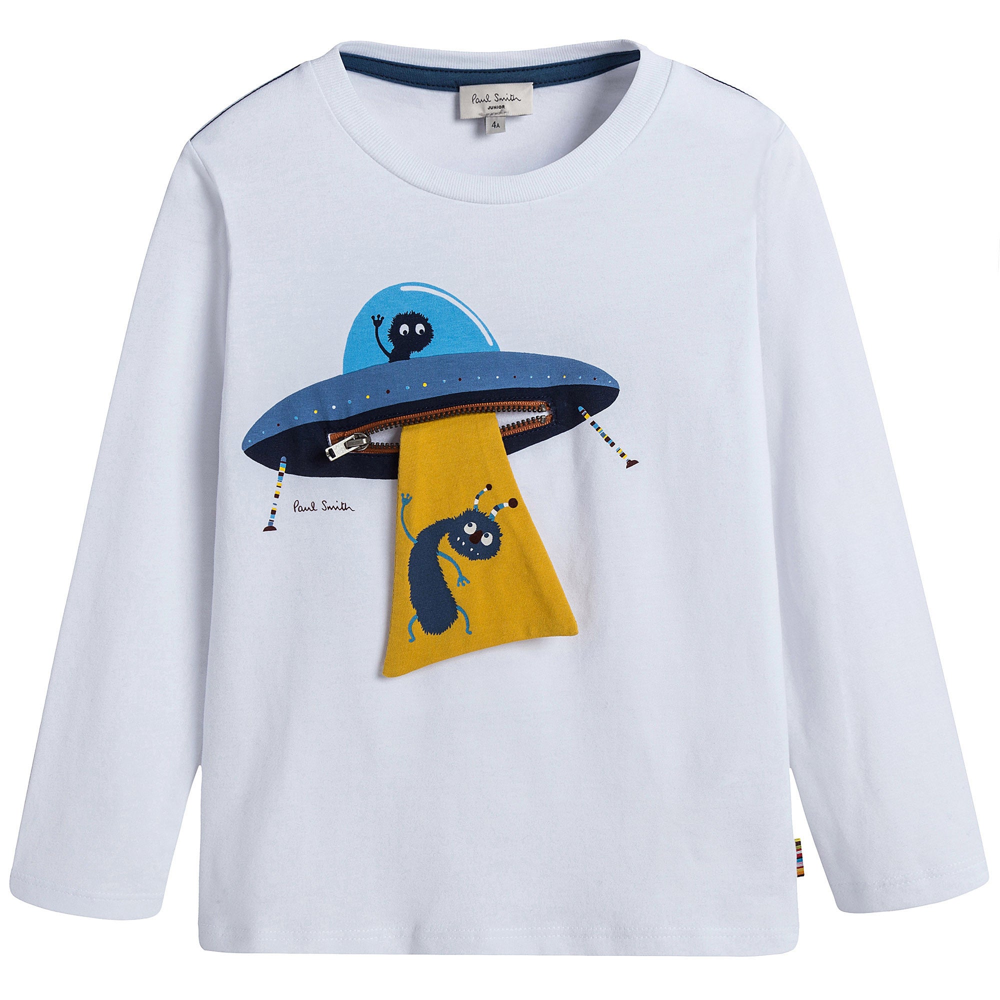 Boys White Fancy Mushroom Printed Trims Cotton T-Shirt - CÉMAROSE | Children's Fashion Store - 1