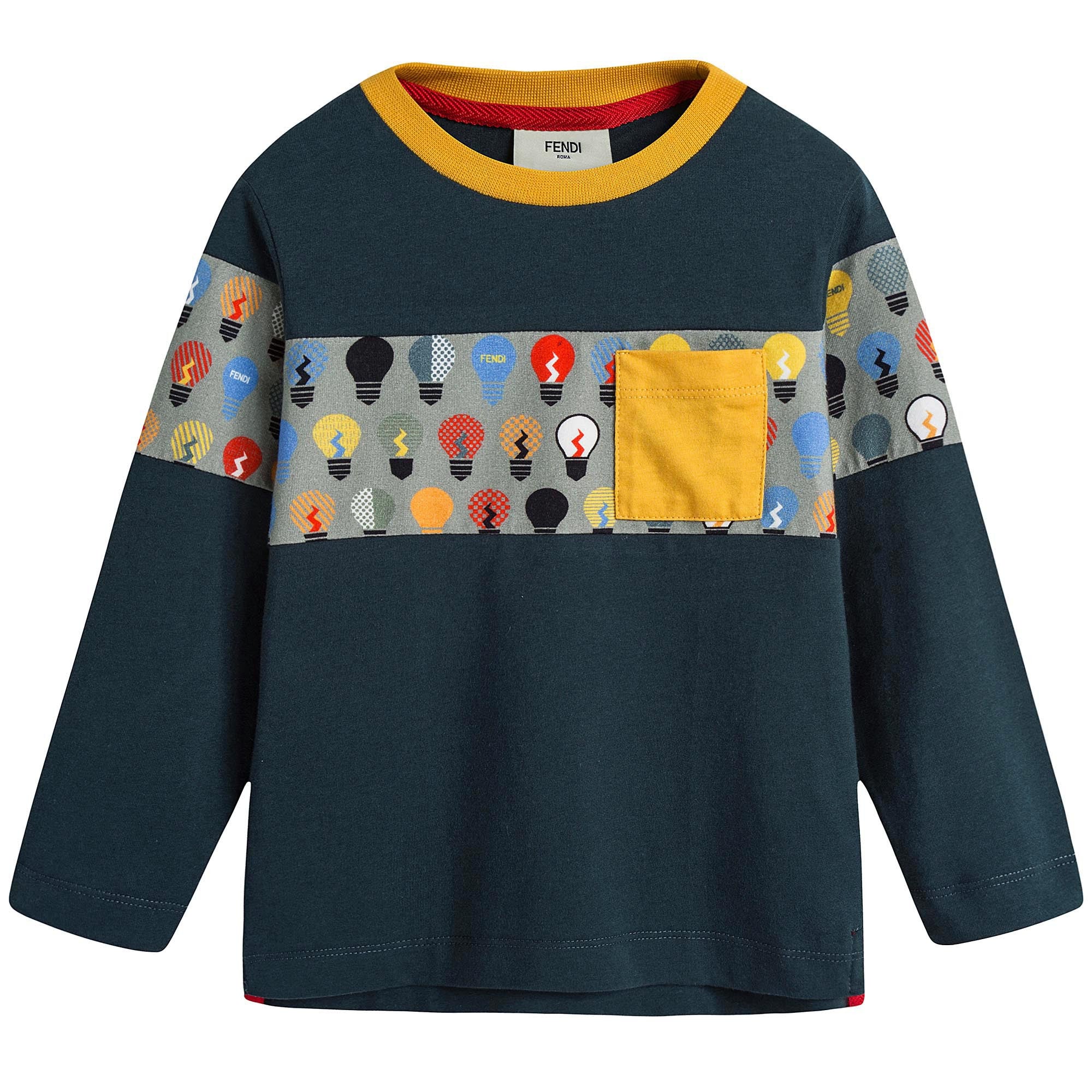 Boys Navy Blue T-Shirt With Multicolor Lightbulb Print - CÉMAROSE | Children's Fashion Store - 1