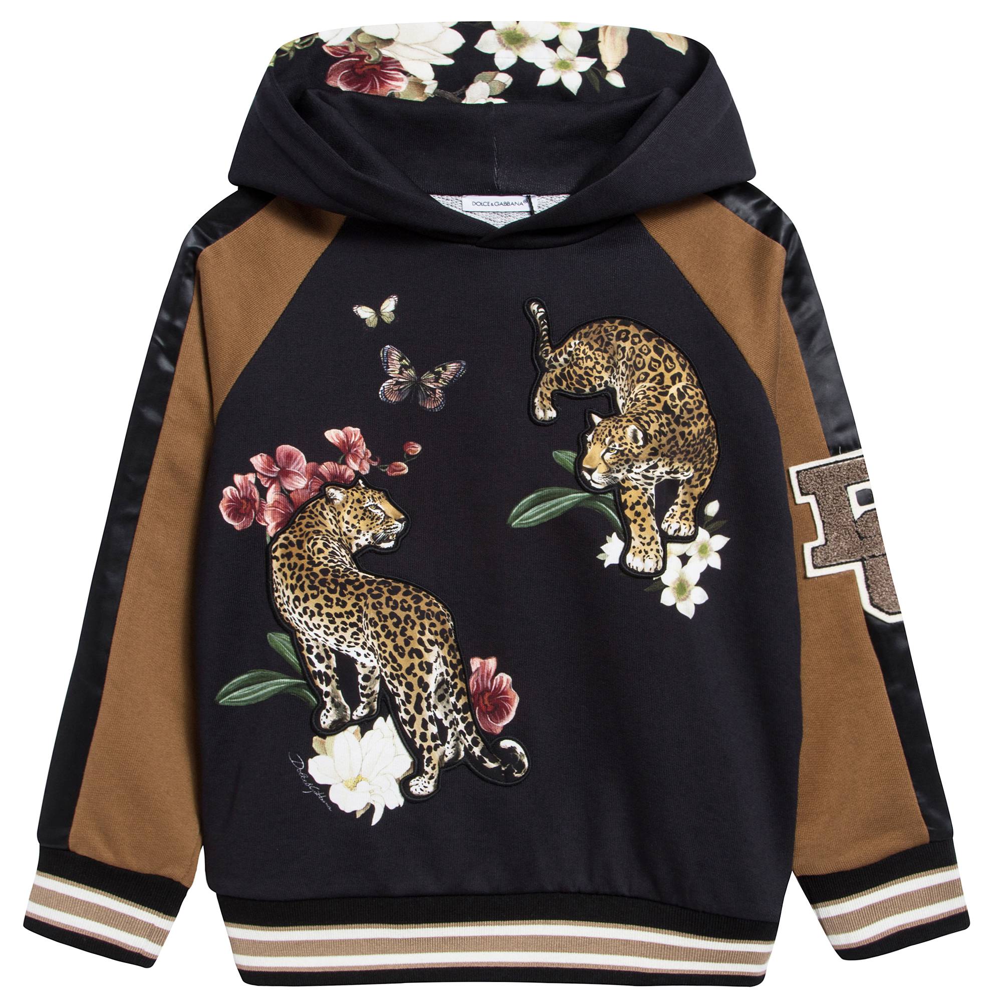 Boys Black & Brown Leopard Printed Sweatshirt