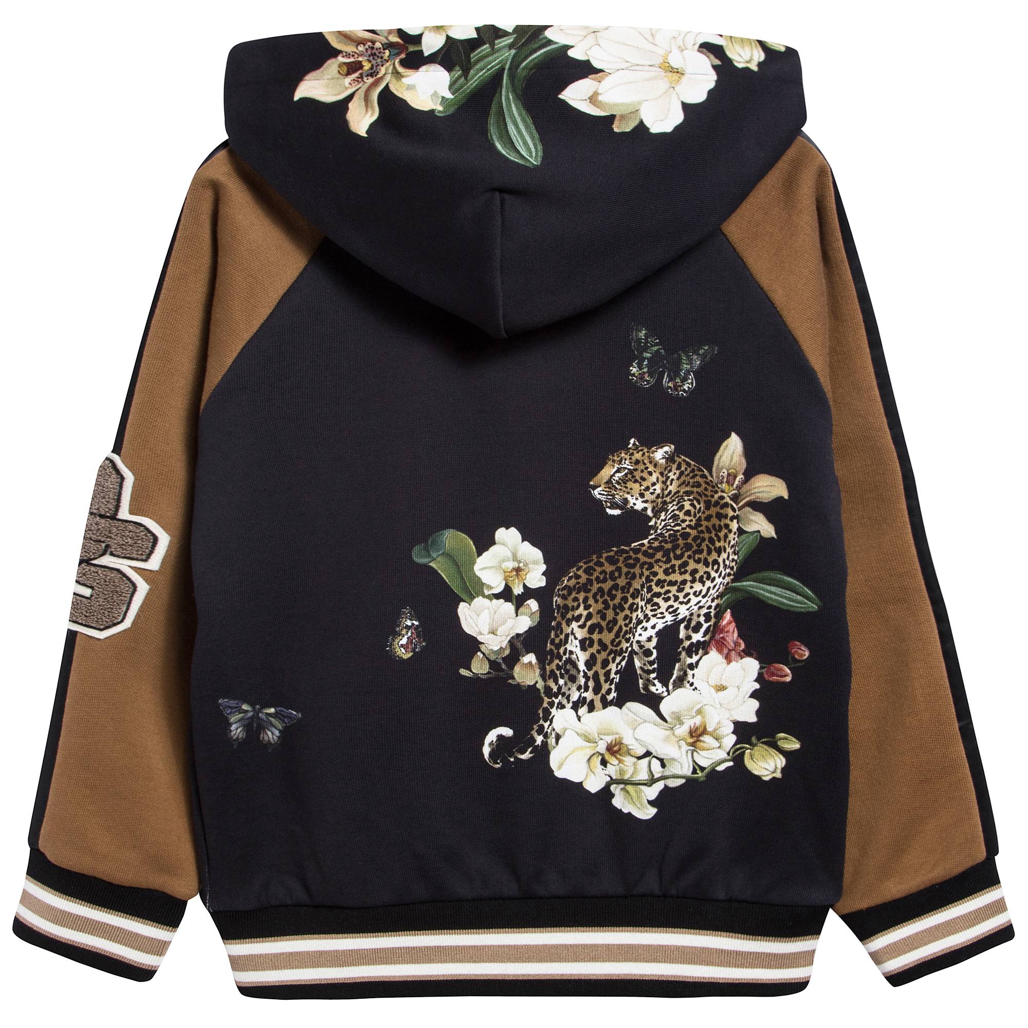 Boys Black & Brown Leopard Printed Sweatshirt