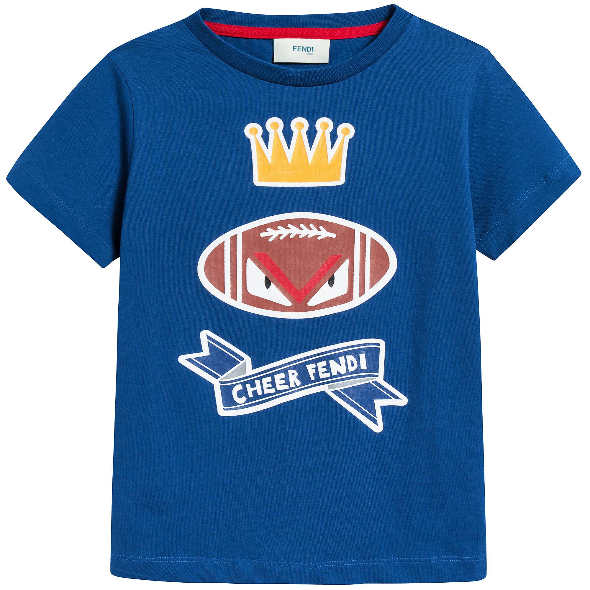 Boys Blue Printed Cotton T-shirt