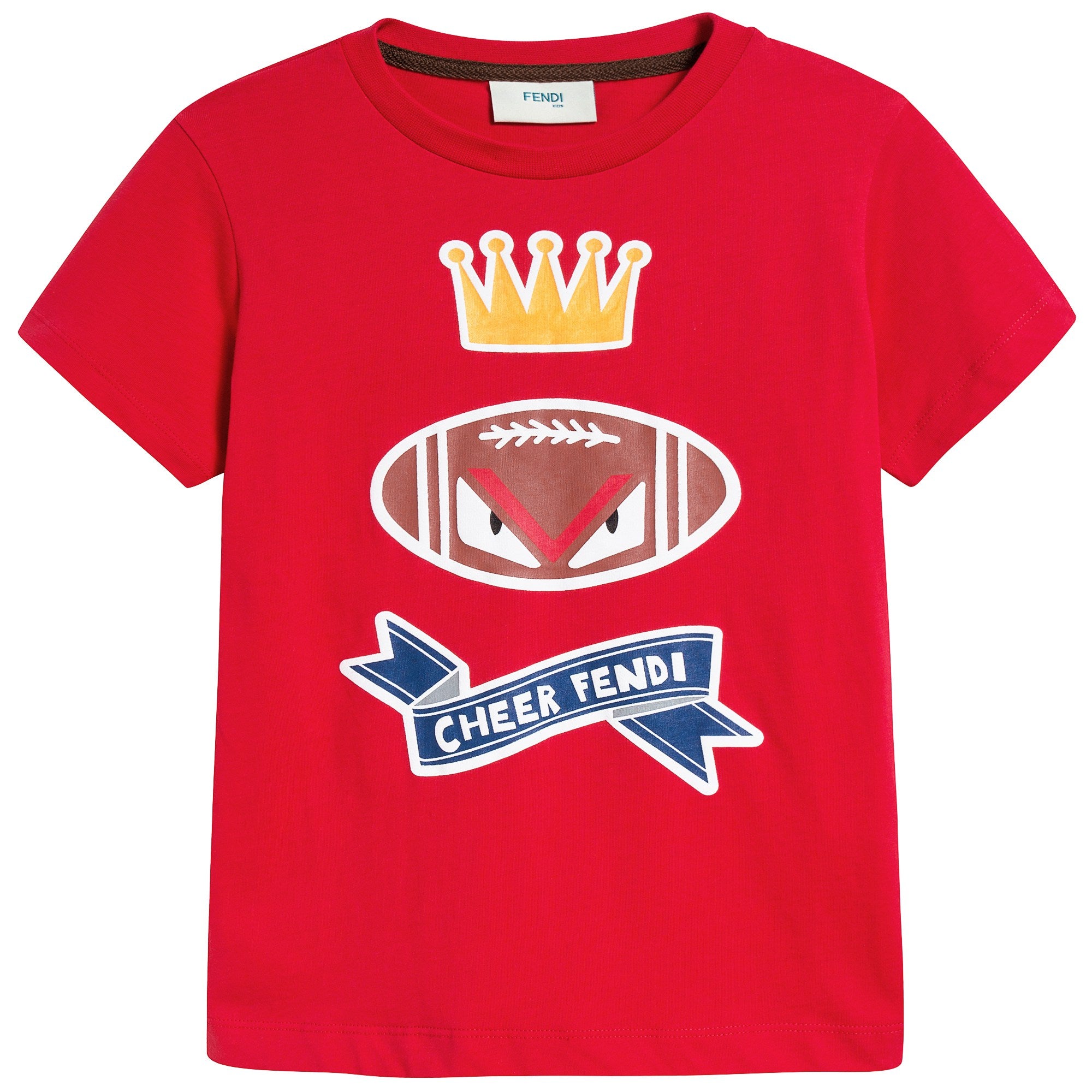 Boys Red Printed Cotton T-shirt