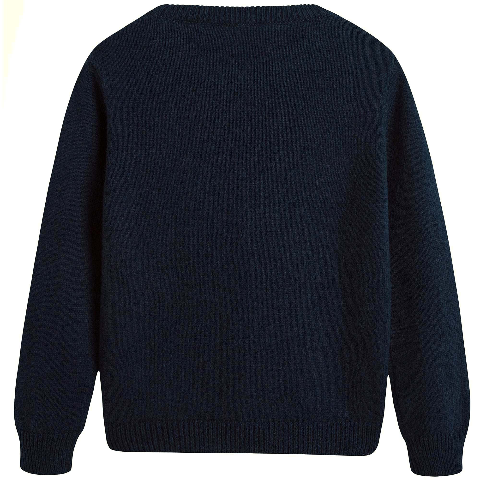 Boys Dark Blue Triangular Pattern Knitted Sweater - CÉMAROSE | Children's Fashion Store - 2