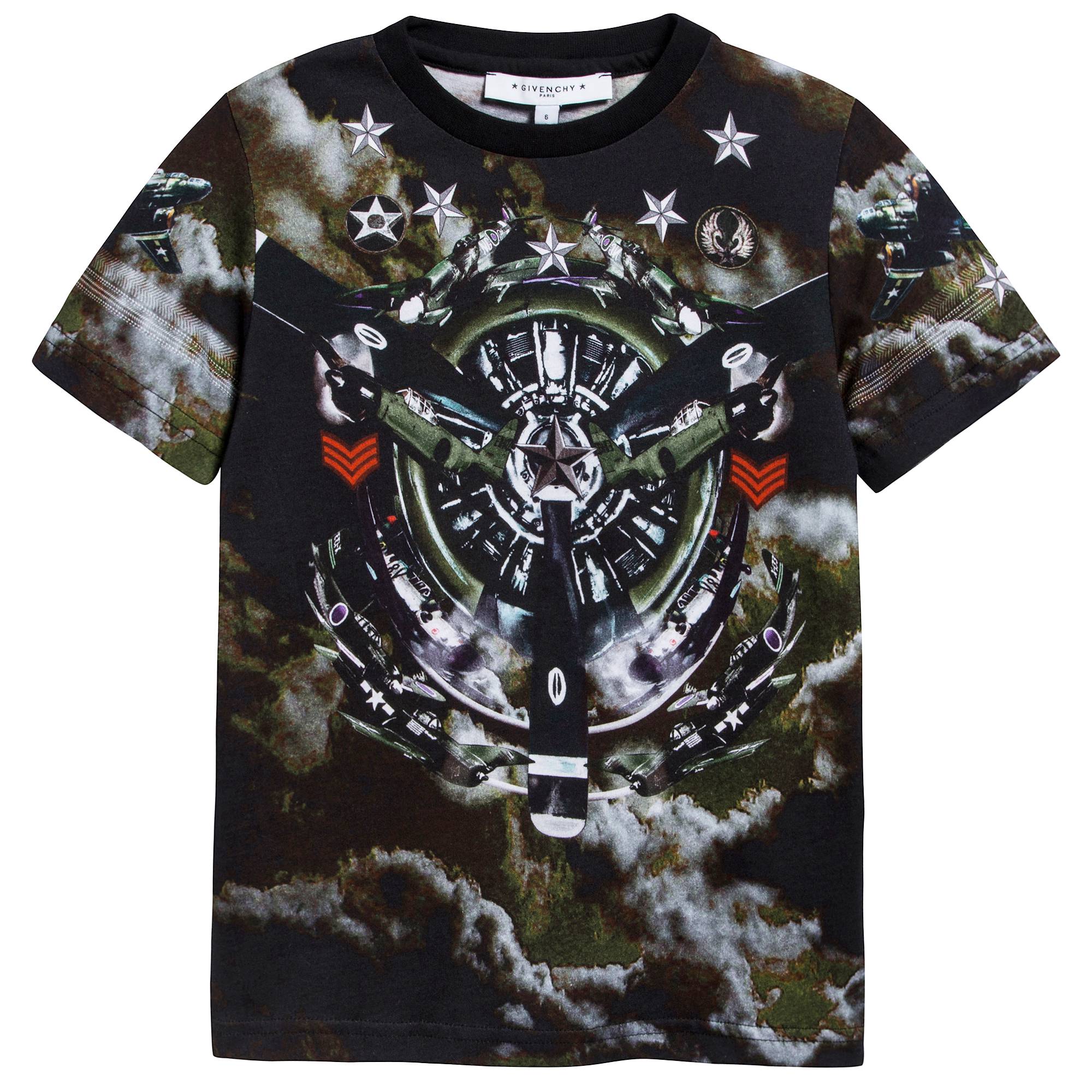 Boys Black Printed Cotton T-shirt