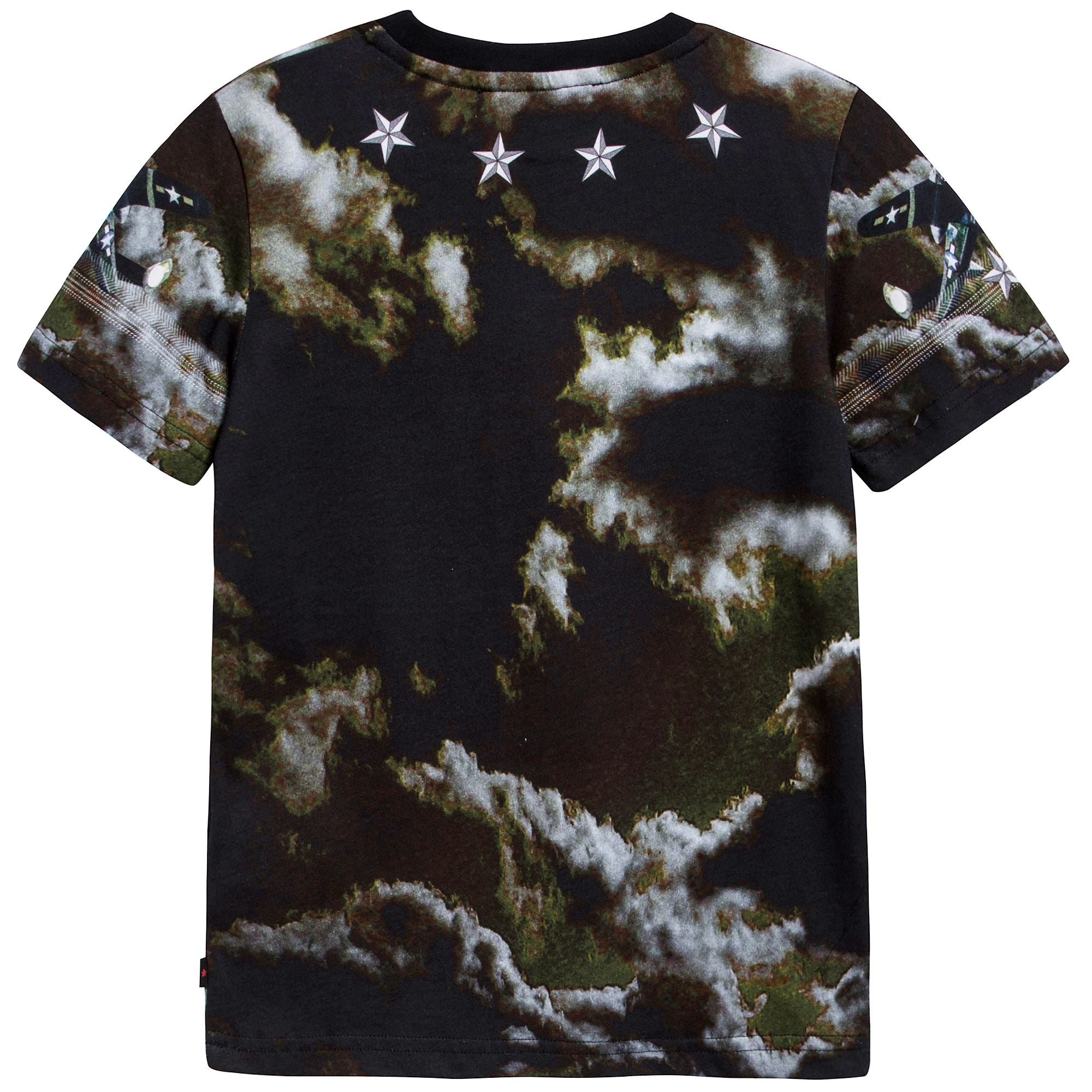 Boys Black Printed Cotton T-shirt