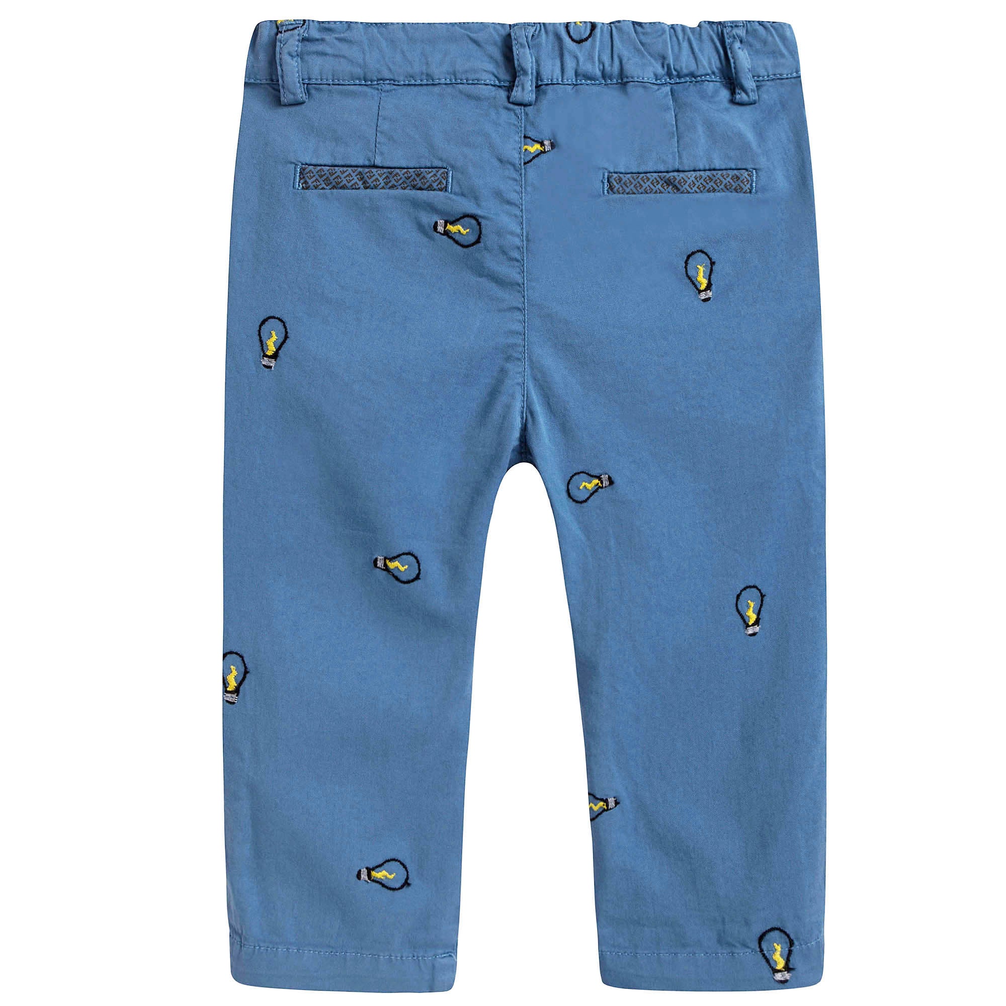 Baby Boys Light Blue Cotton Printed Trims Trousers