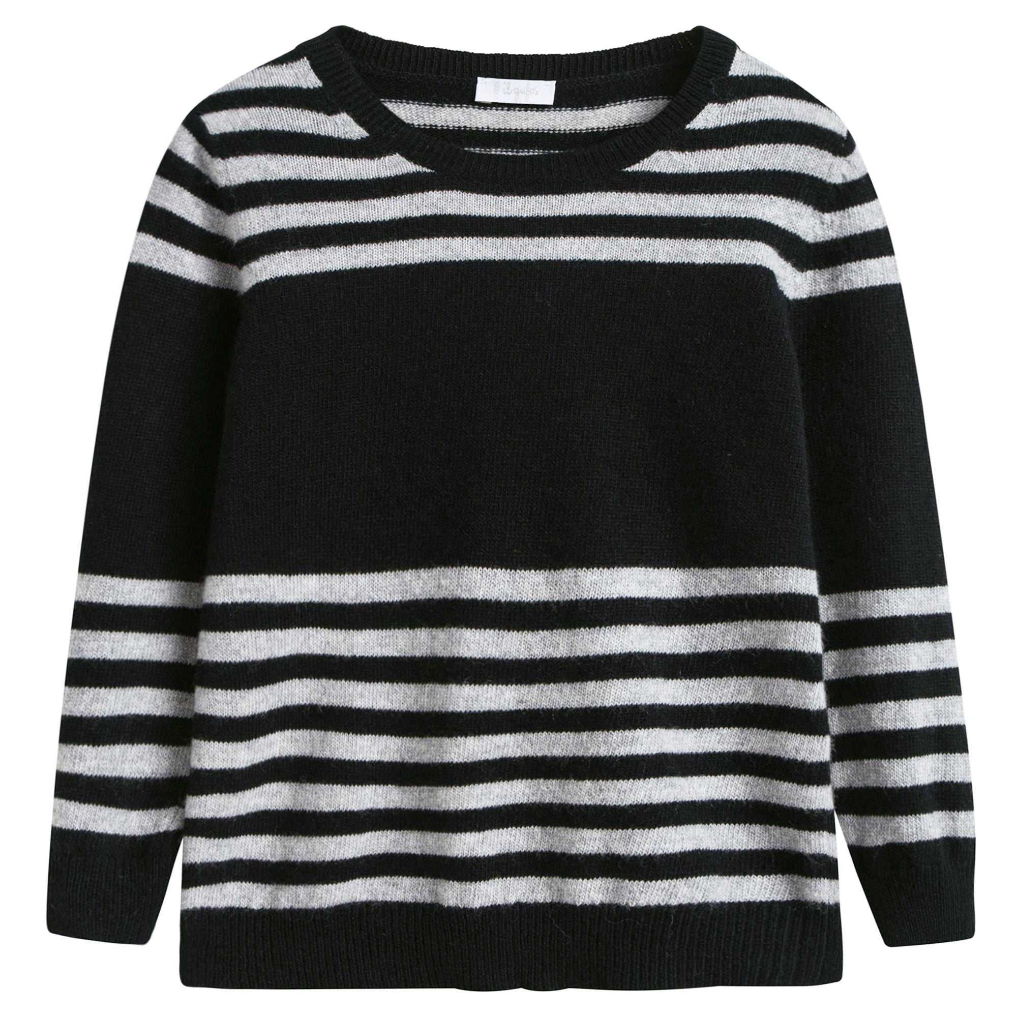 Boys Black Striped Wool Sweater