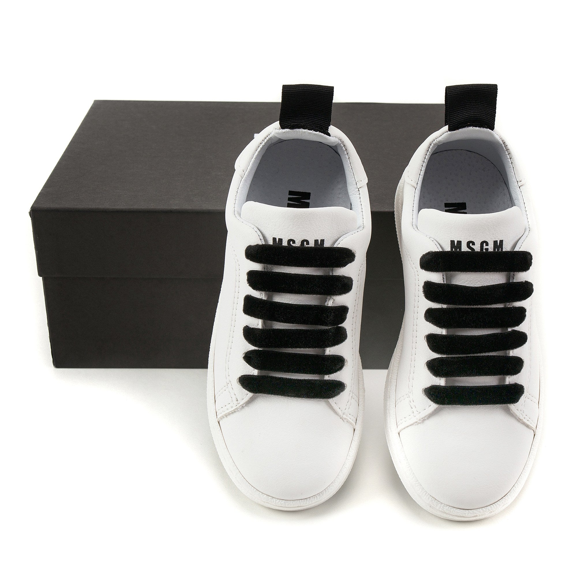 Boys & Girls White Leather Logo Trainers