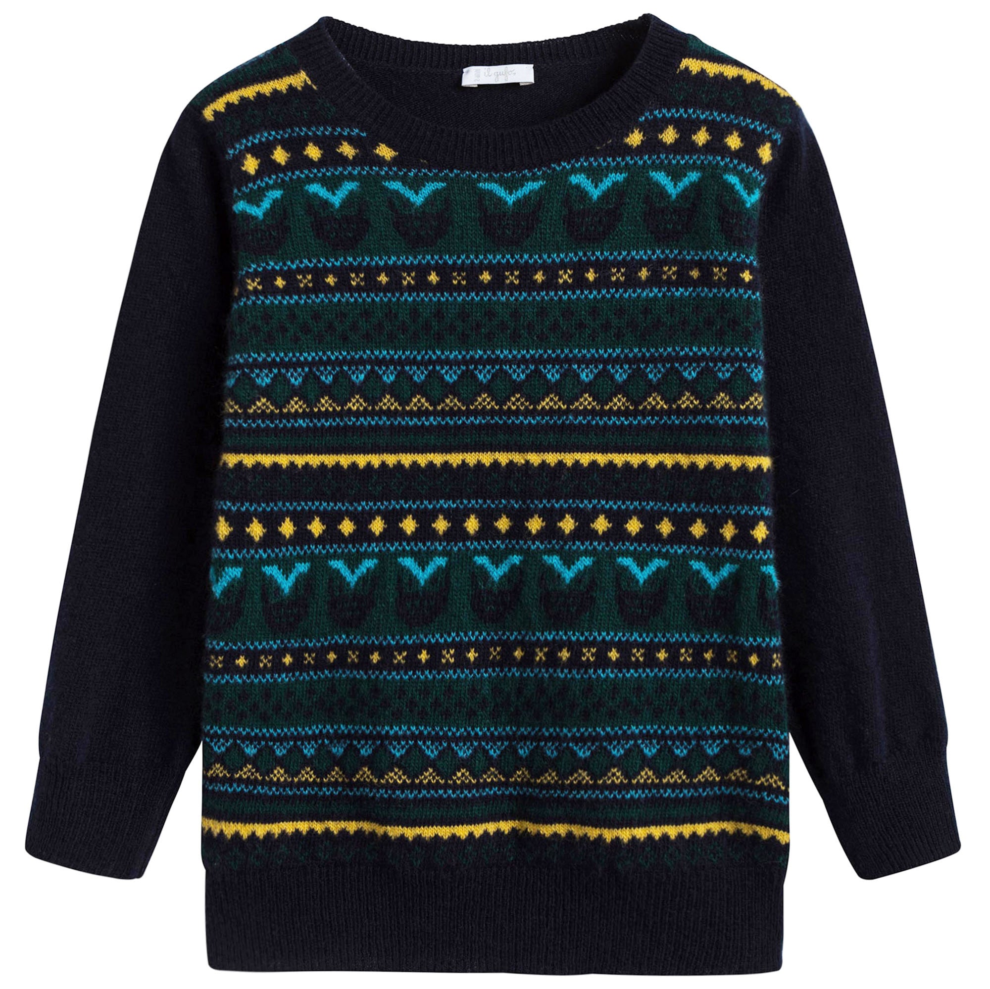 Boys Blue & Green Wool Sweater