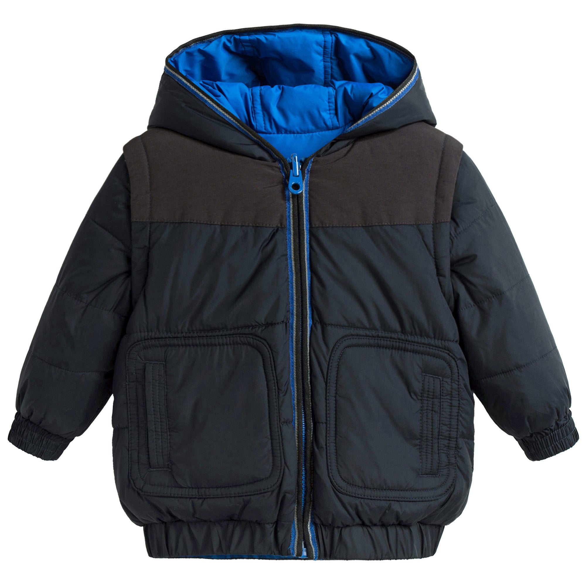 Baby Boys Black & Blue Reversible Cotton Jacket