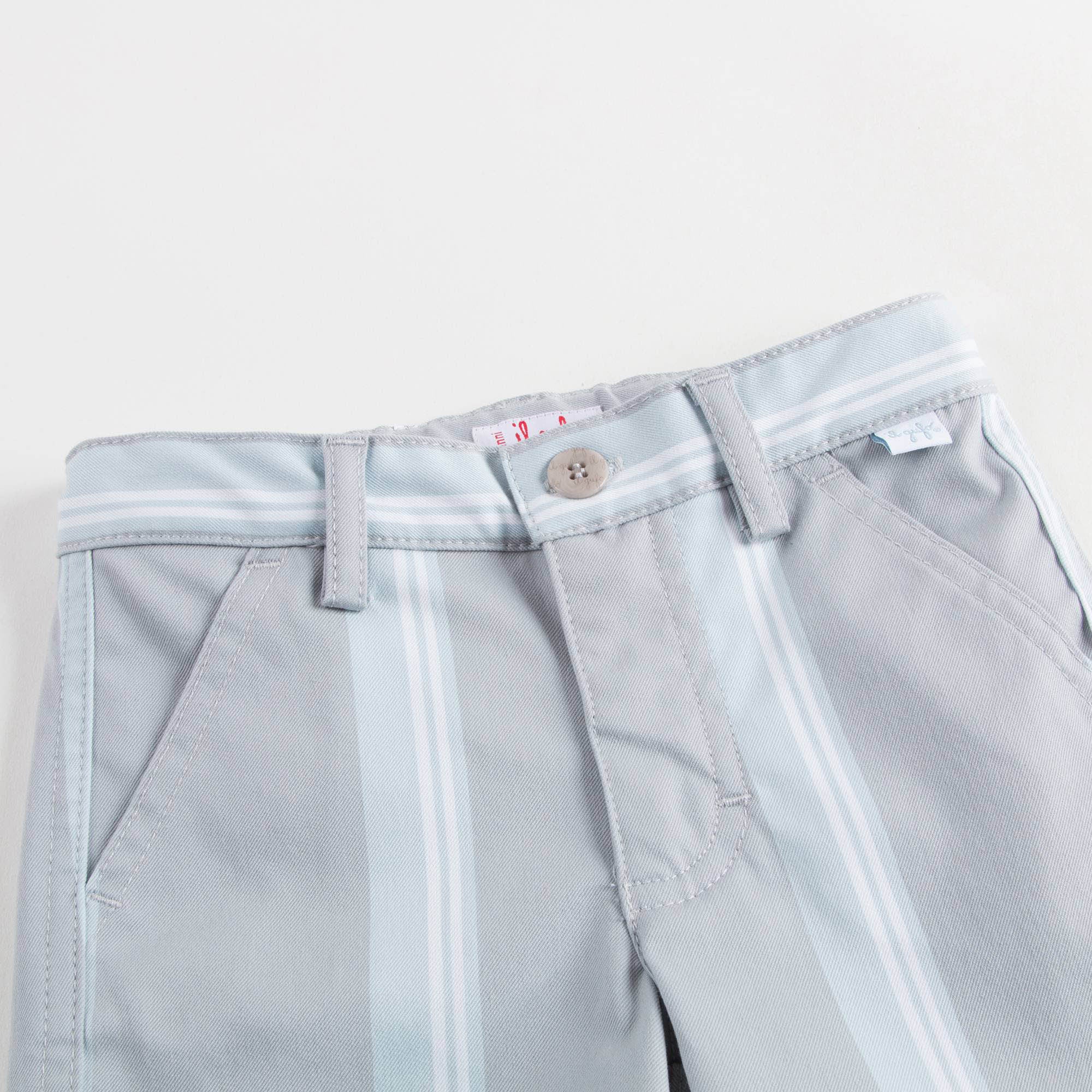 Boys Grey Striped Bermuda Shorts