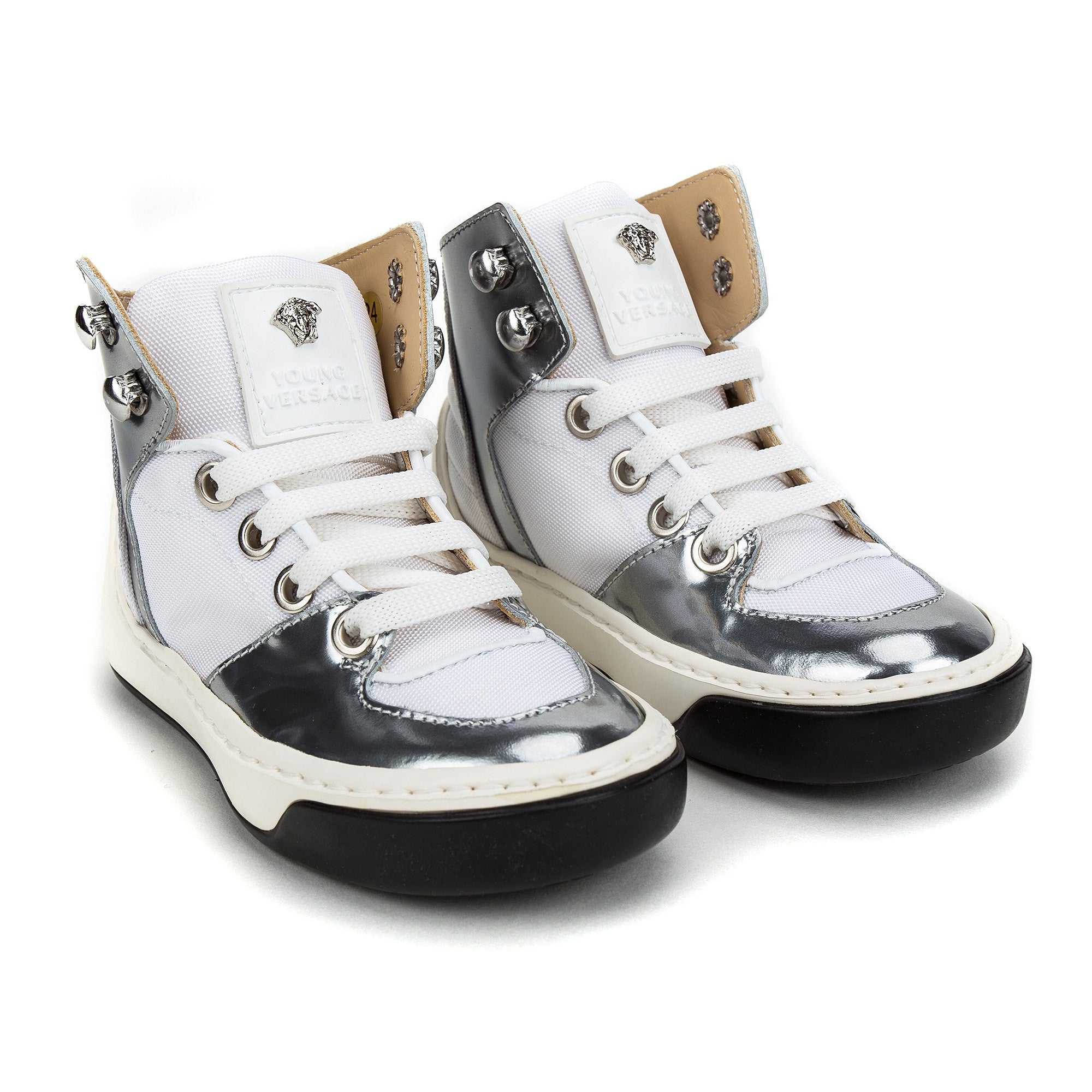 Boys White&Silver Surface High Top Shoe