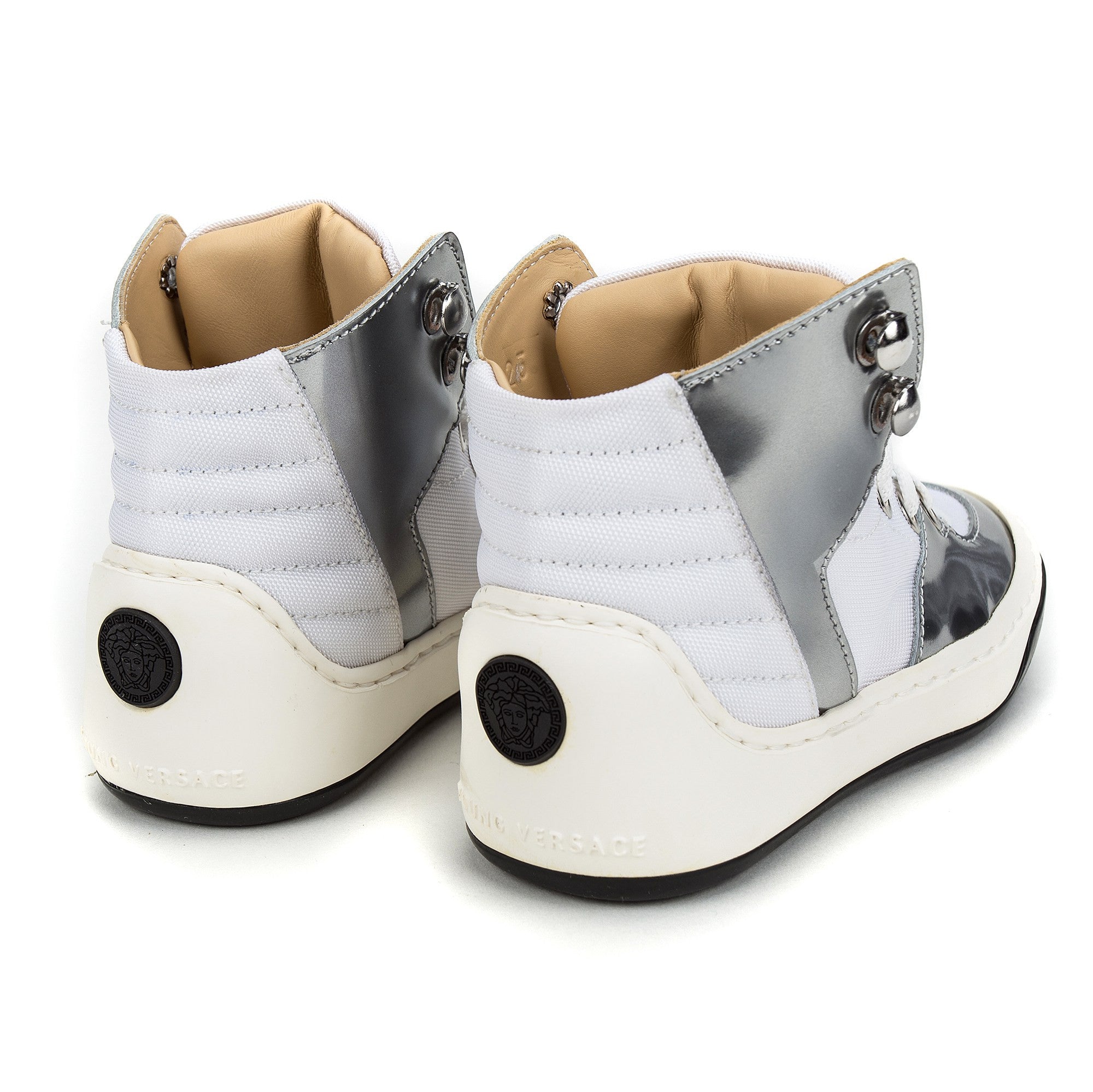 Boys White&Silver Surface High Top Shoe