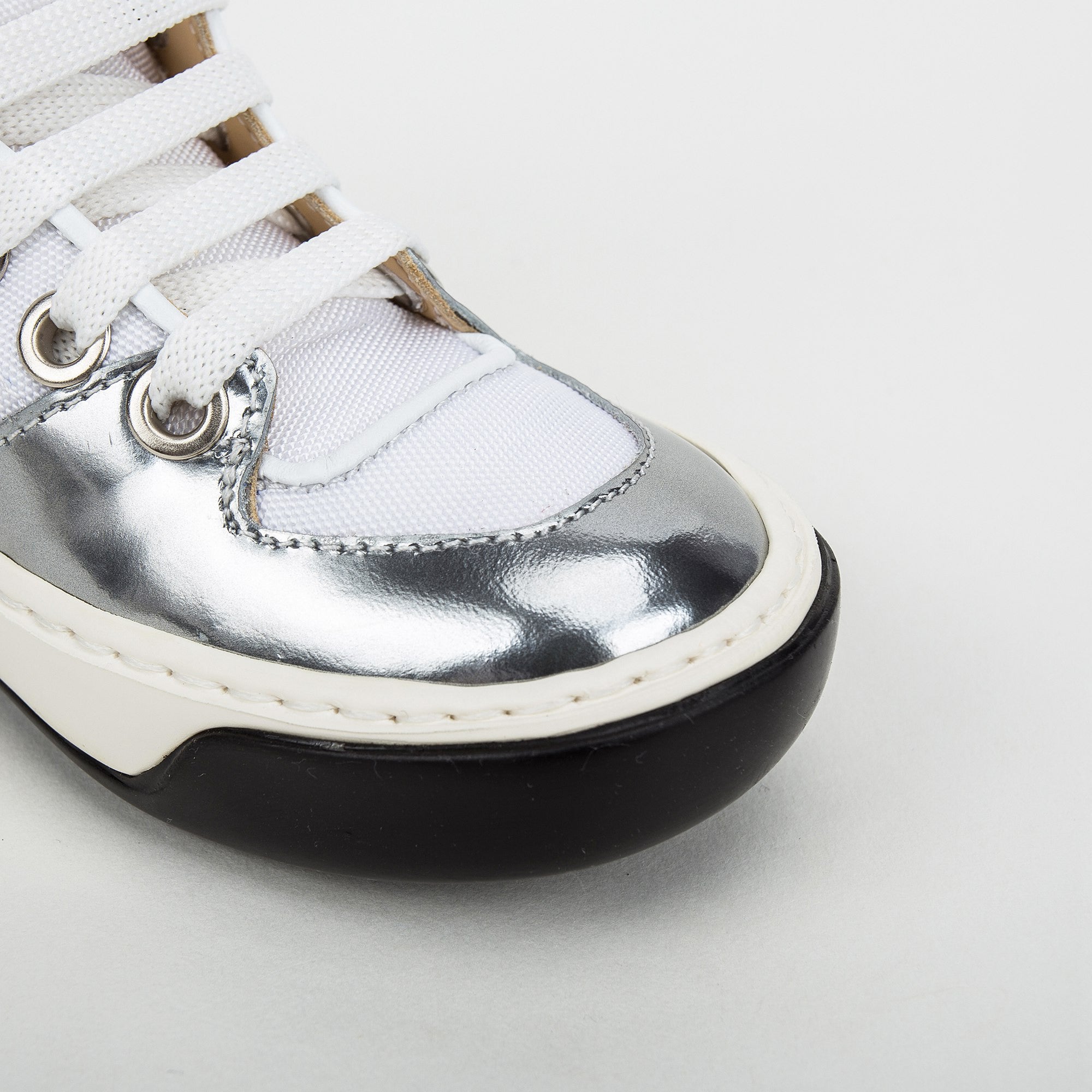 Boys White&Silver Surface High Top Shoe