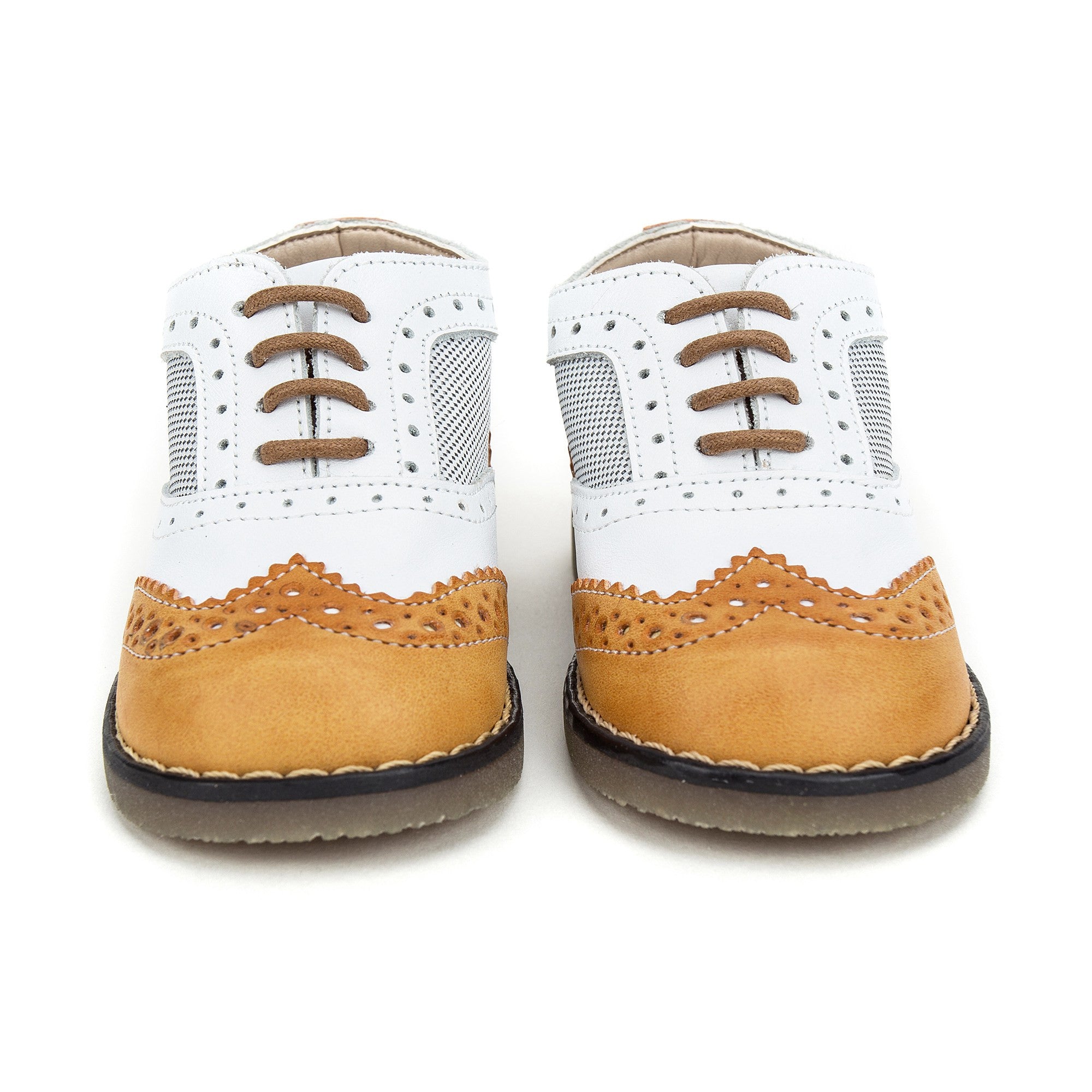 Boys White&Camel Suede Napa Leather Lace-up Shoes