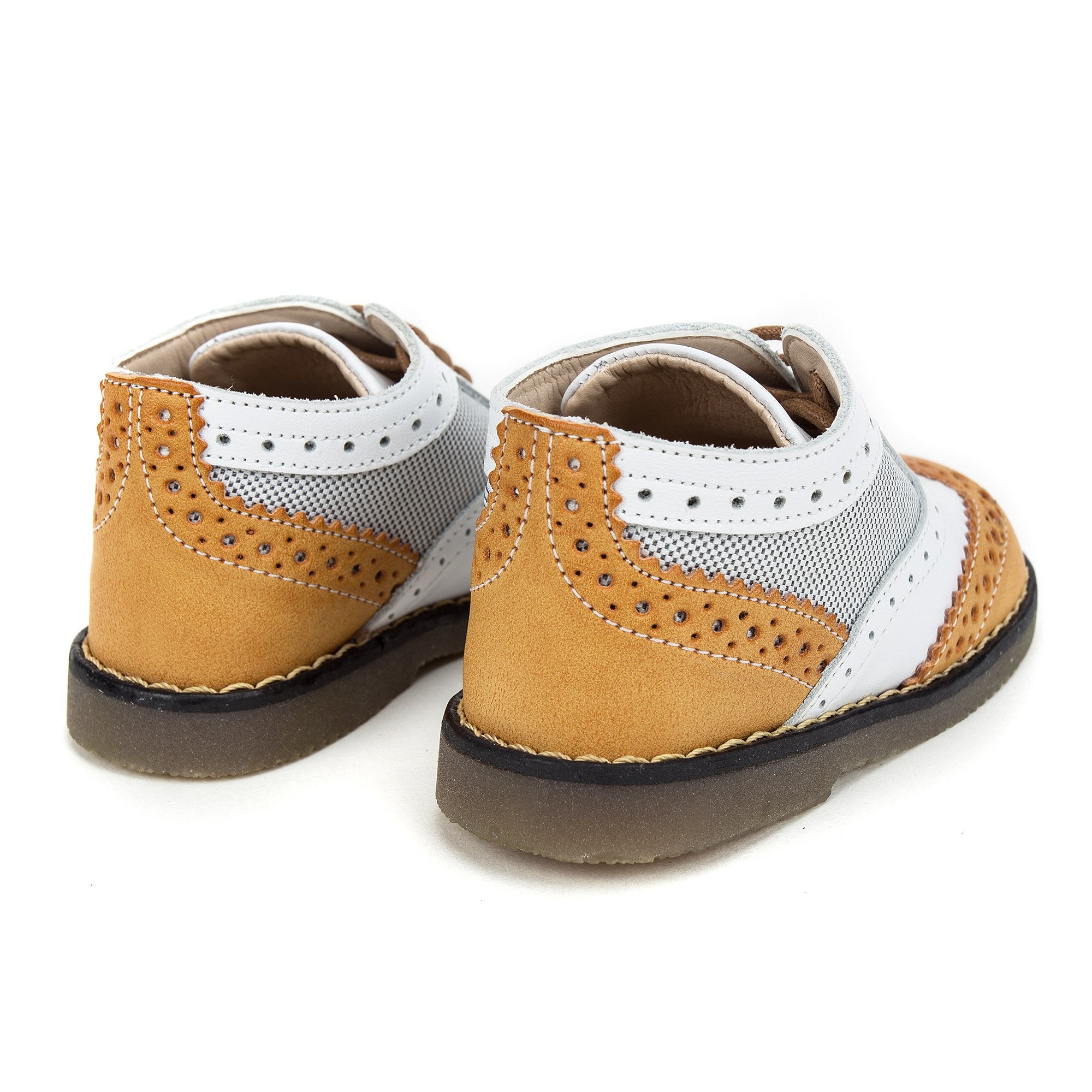 Boys White&Camel Suede Napa Leather Lace-up Shoes