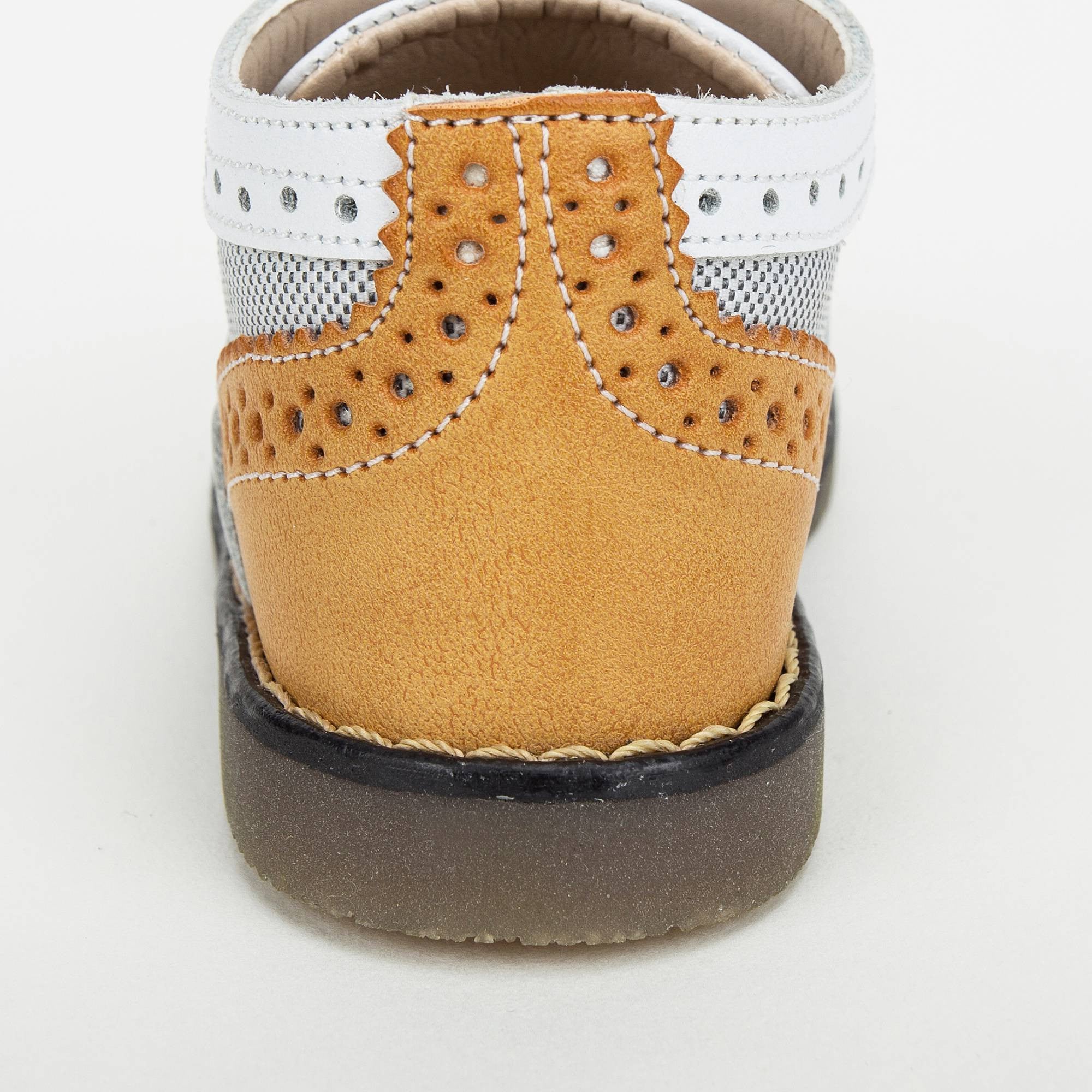 Boys White&Camel Suede Napa Leather Lace-up Shoes